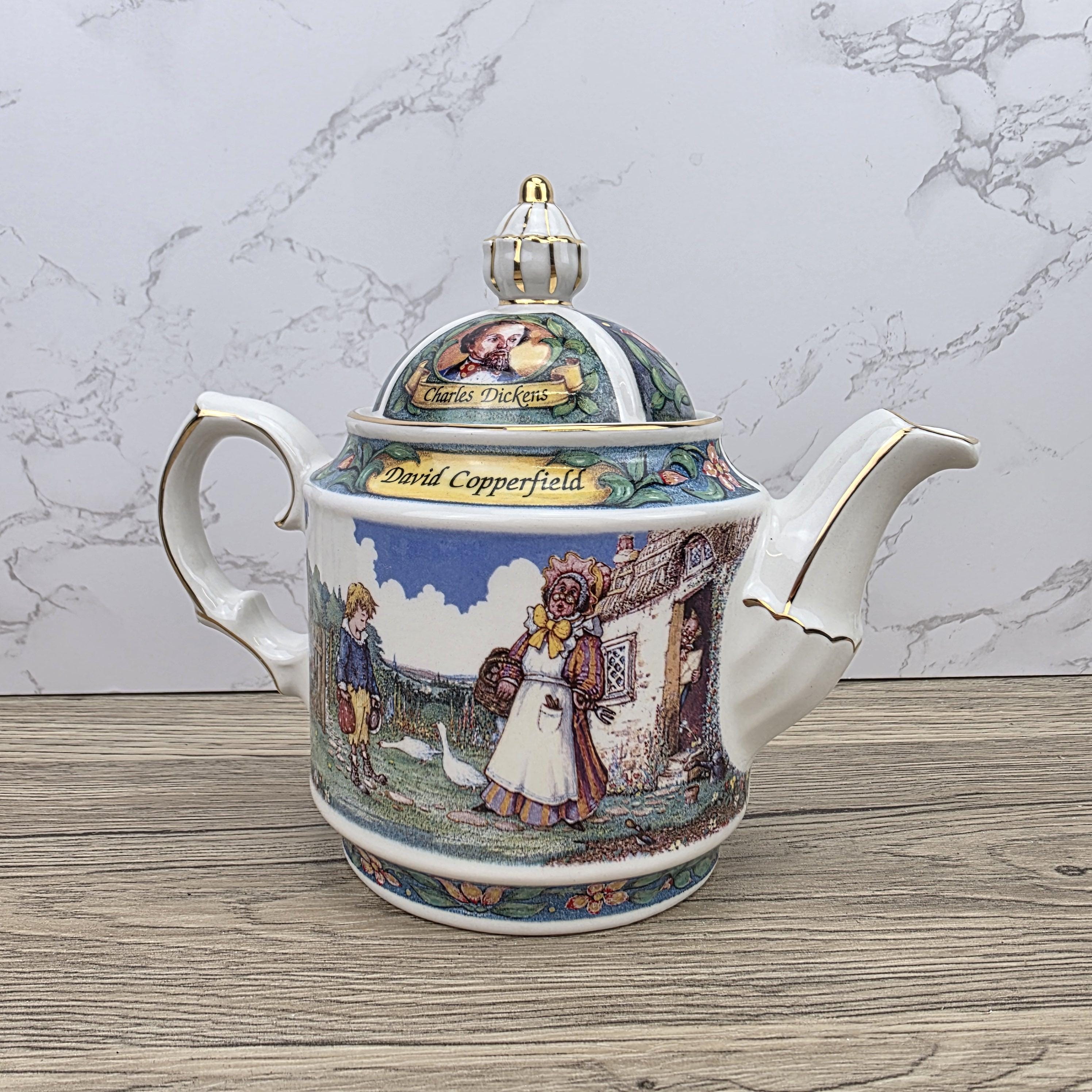 Vintage James Sadler David Copperfield Ceramic Teapot | Charles Dickens Literary Series | England 1990s Collectible
