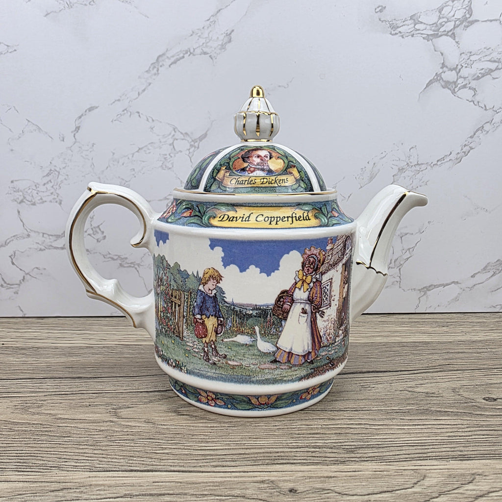 Vintage James Sadler David Copperfield Ceramic Teapot | Charles Dickens Literary Series | England 1990s Collectible