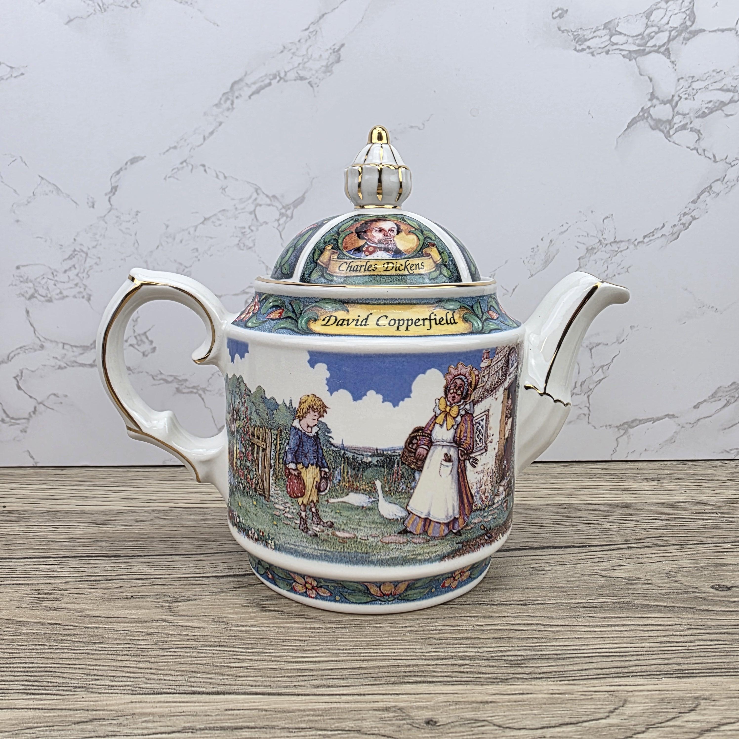 Vintage James Sadler David Copperfield Ceramic Teapot | Charles Dickens Literary Series | England 1990s Collectible