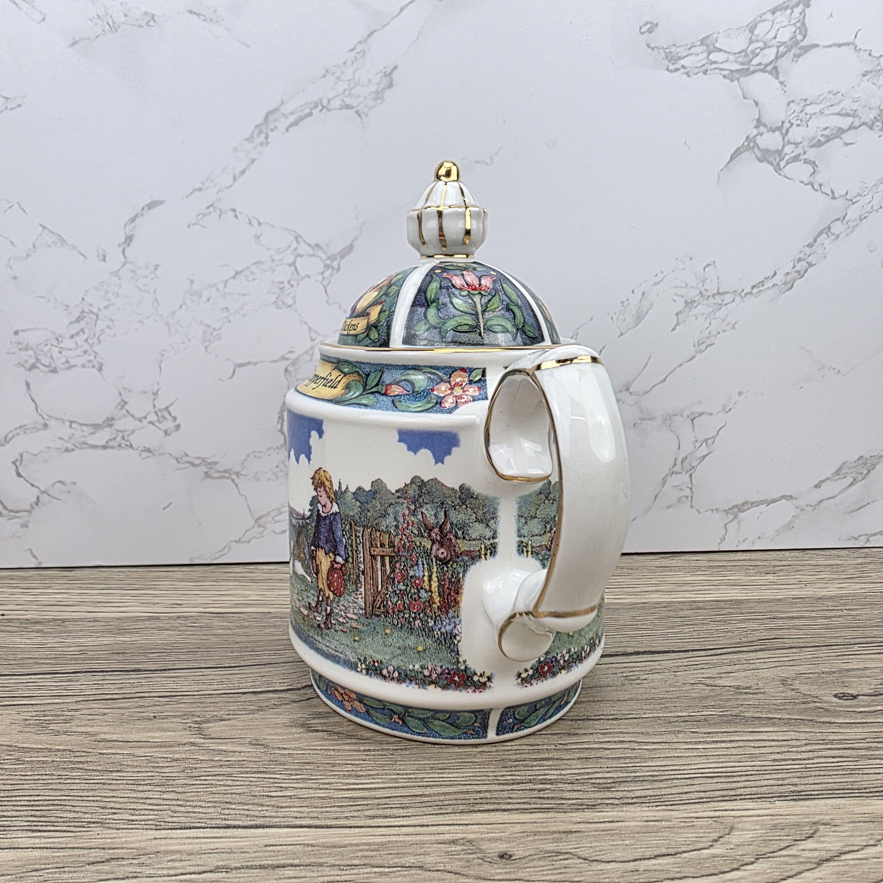 Vintage James Sadler David Copperfield Ceramic Teapot | Charles Dickens Literary Series | England 1990s Collectible