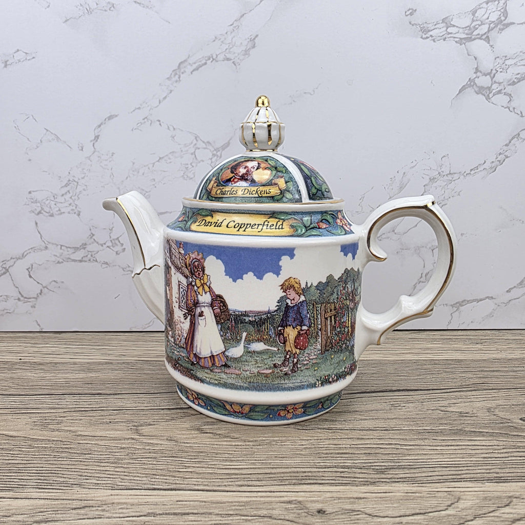 Vintage James Sadler David Copperfield Ceramic Teapot | Charles Dickens Literary Series | England 1990s Collectible