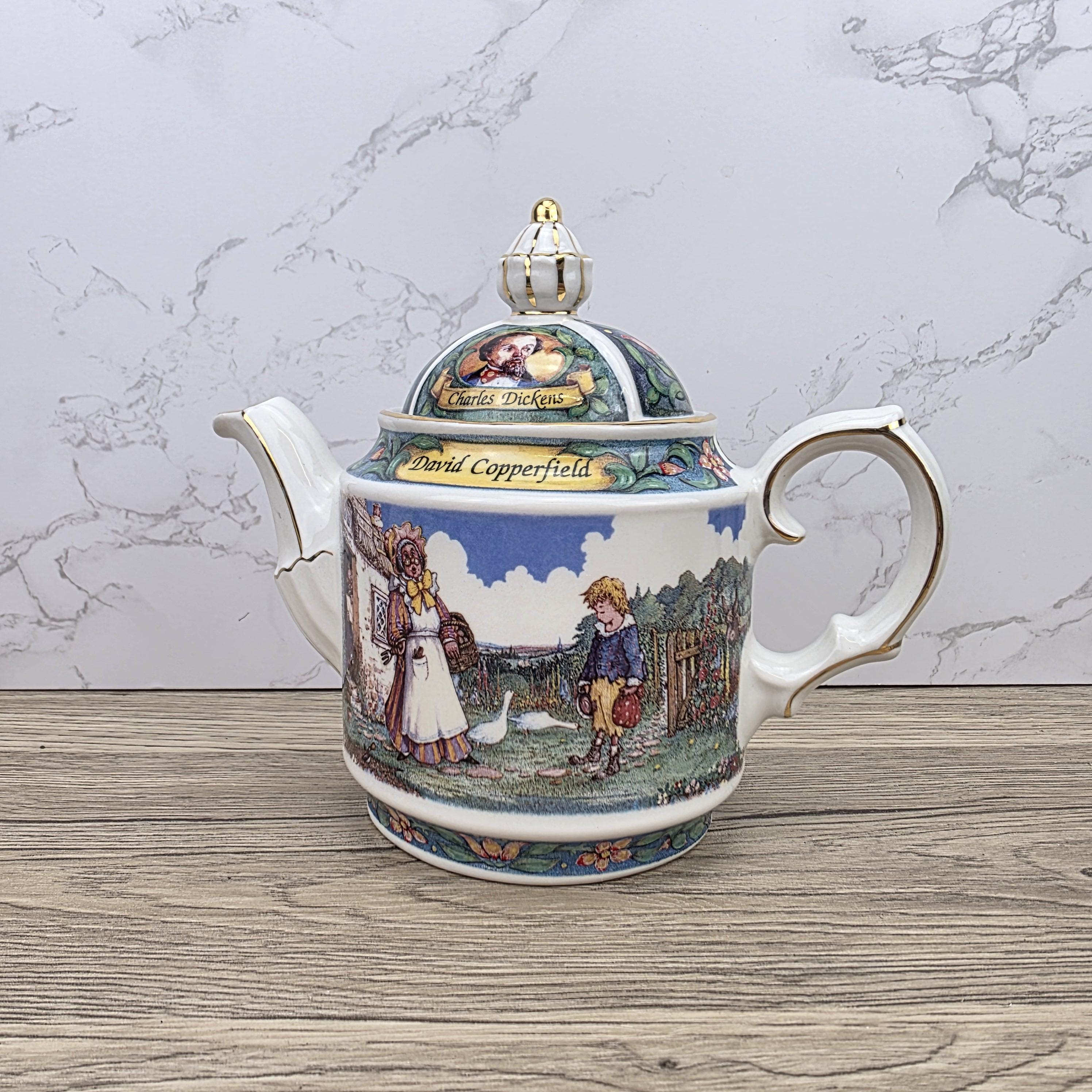 Vintage James Sadler David Copperfield Ceramic Teapot | Charles Dickens Literary Series | England 1990s Collectible