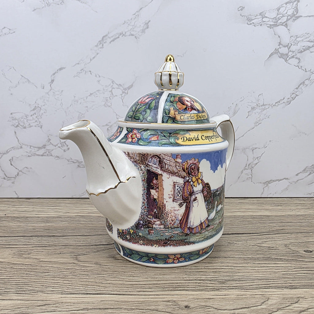 Vintage James Sadler David Copperfield Ceramic Teapot | Charles Dickens Literary Series | England 1990s Collectible