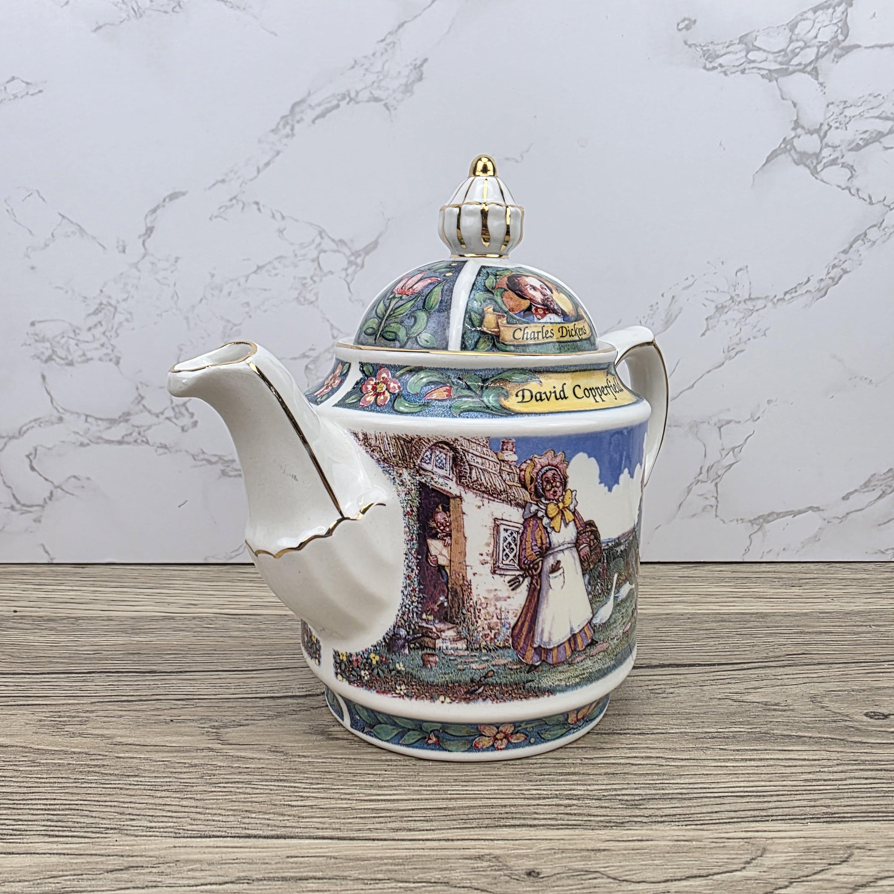 Vintage James Sadler David Copperfield Ceramic Teapot | Charles Dickens Literary Series | England 1990s Collectible