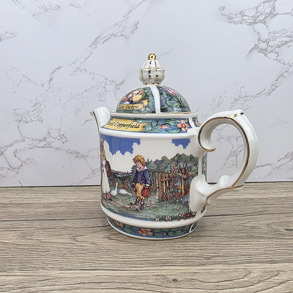 Vintage James Sadler David Copperfield Ceramic Teapot | Charles Dickens Literary Series | England 1990s Collectible