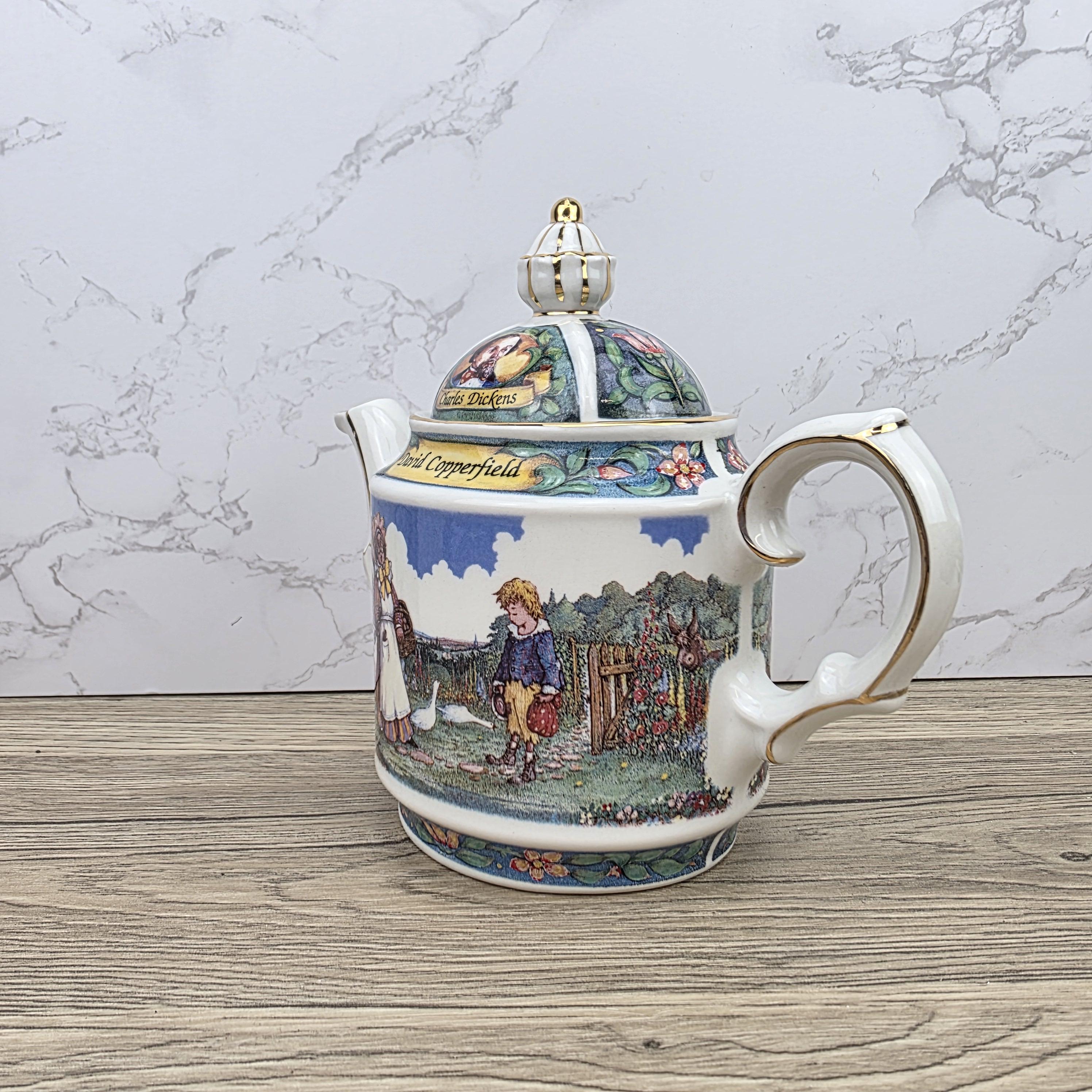 Vintage James Sadler David Copperfield Ceramic Teapot | Charles Dickens Literary Series | England 1990s Collectible