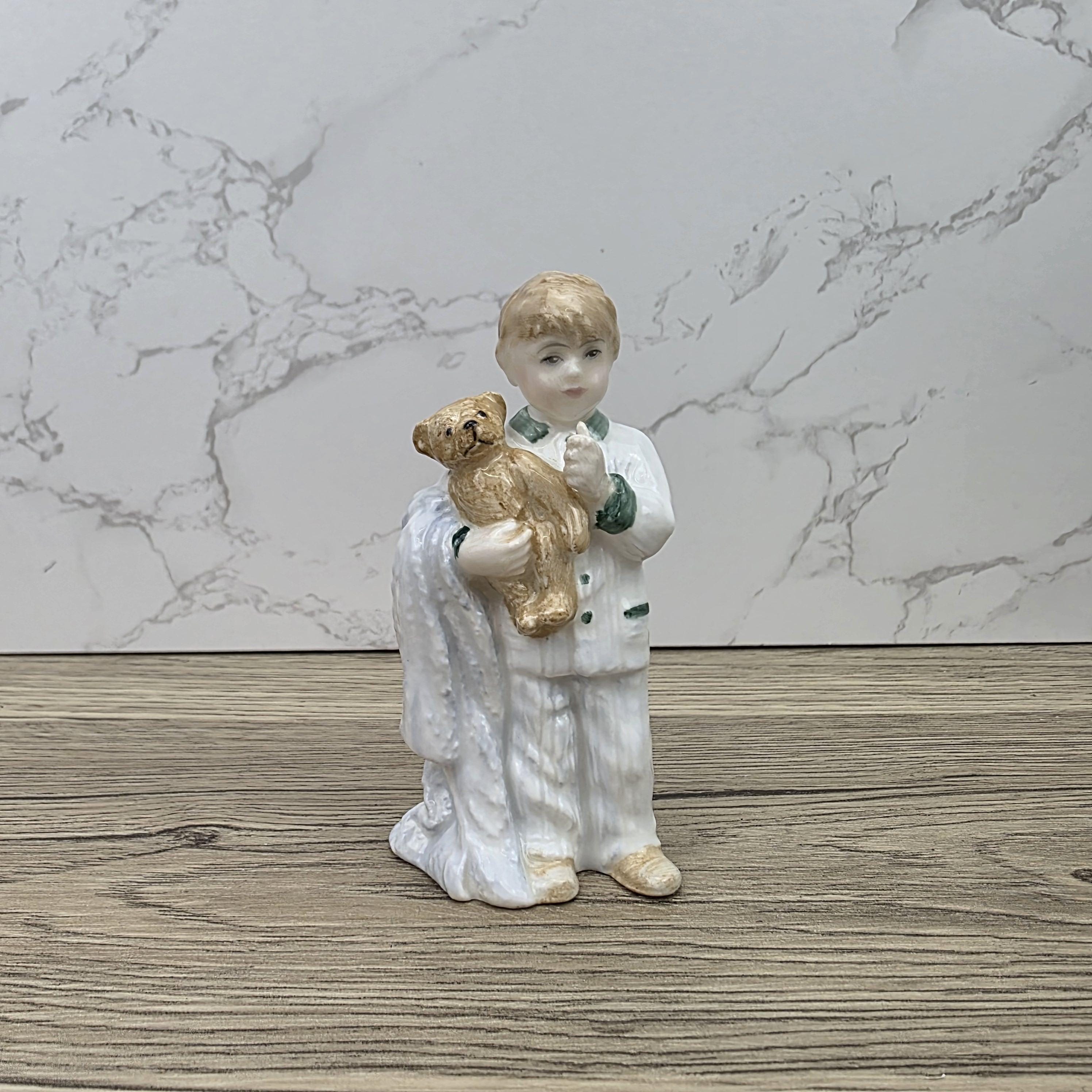 Vintage Royal Doulton Sleepy Head HN3761 Porcelain Child Figurine Hand Decorated England 1985 Collectible