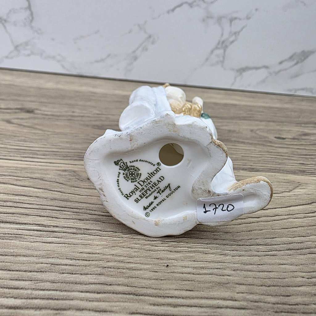 Vintage Royal Doulton Sleepy Head HN3761 Porcelain Child Figurine Hand Decorated England 1985 Collectible