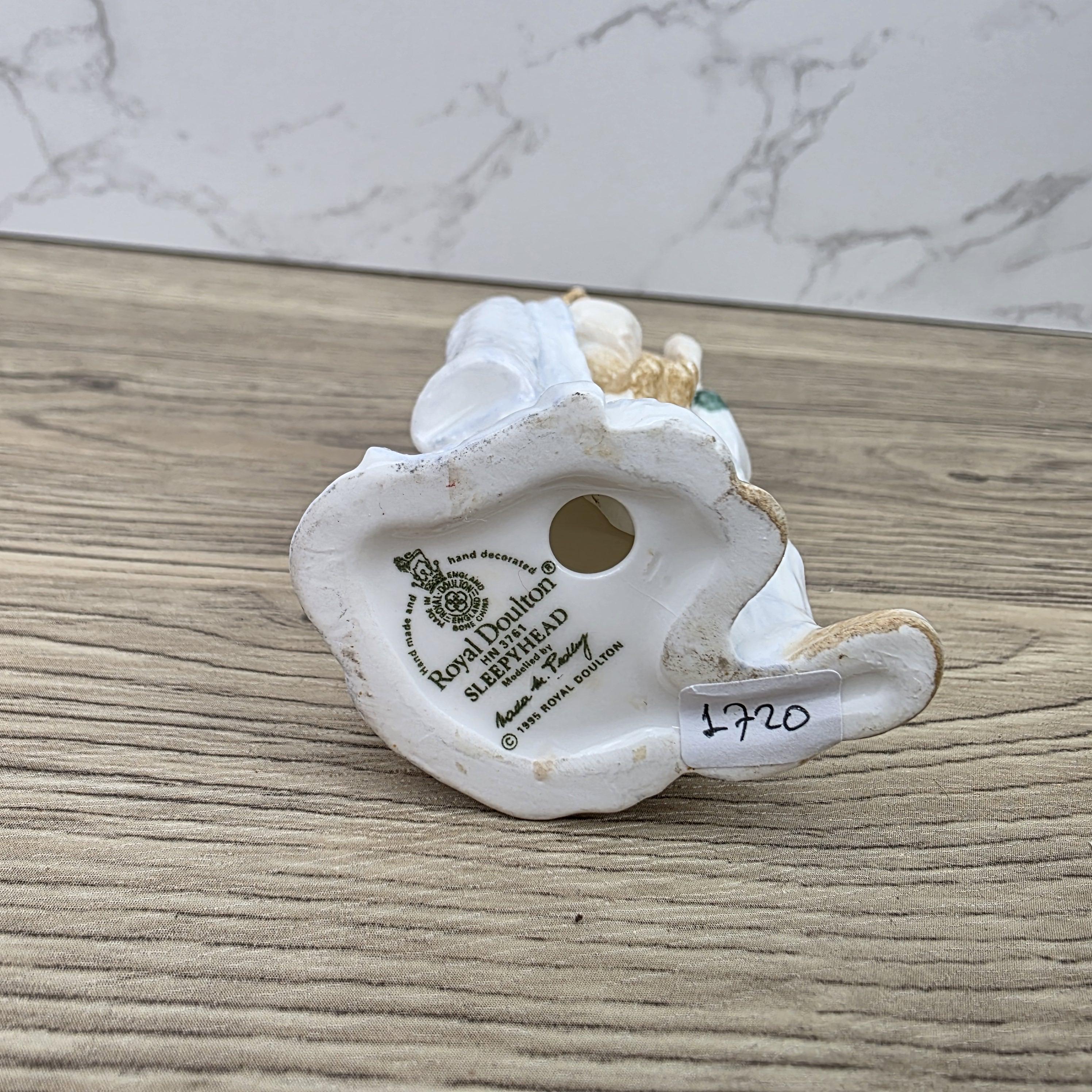 Vintage Royal Doulton Sleepy Head HN3761 Porcelain Child Figurine Hand Decorated England 1985 Collectible