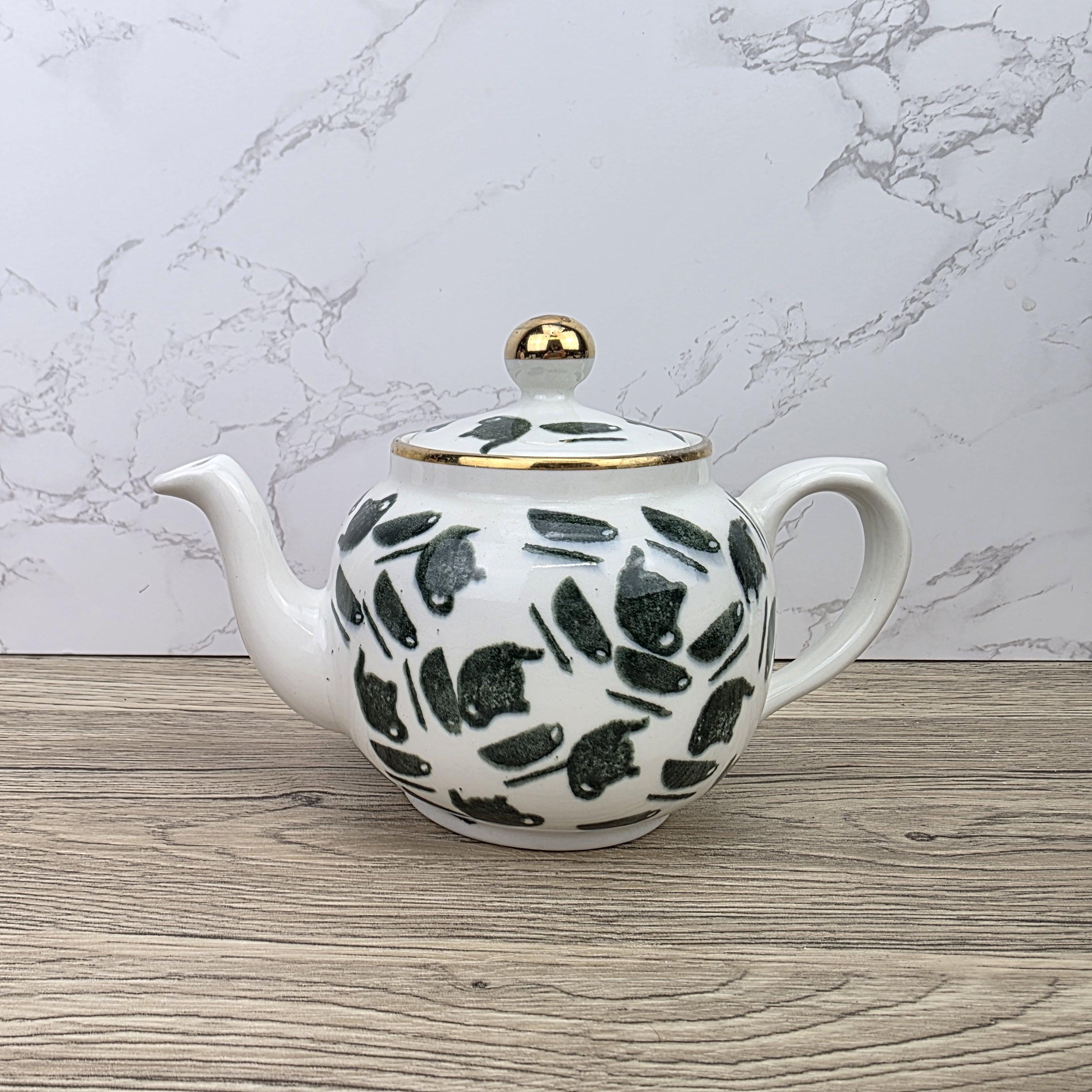 Ceramic Teapot Green Pattern by Price Kensington English Pottery Vintage Tableware Collectible Home Decor