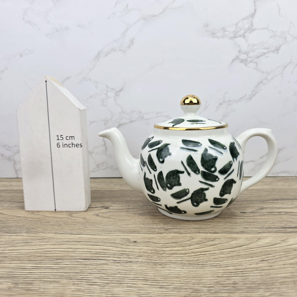 Ceramic Teapot Green Pattern by Price Kensington English Pottery Vintage Tableware Collectible Home Decor