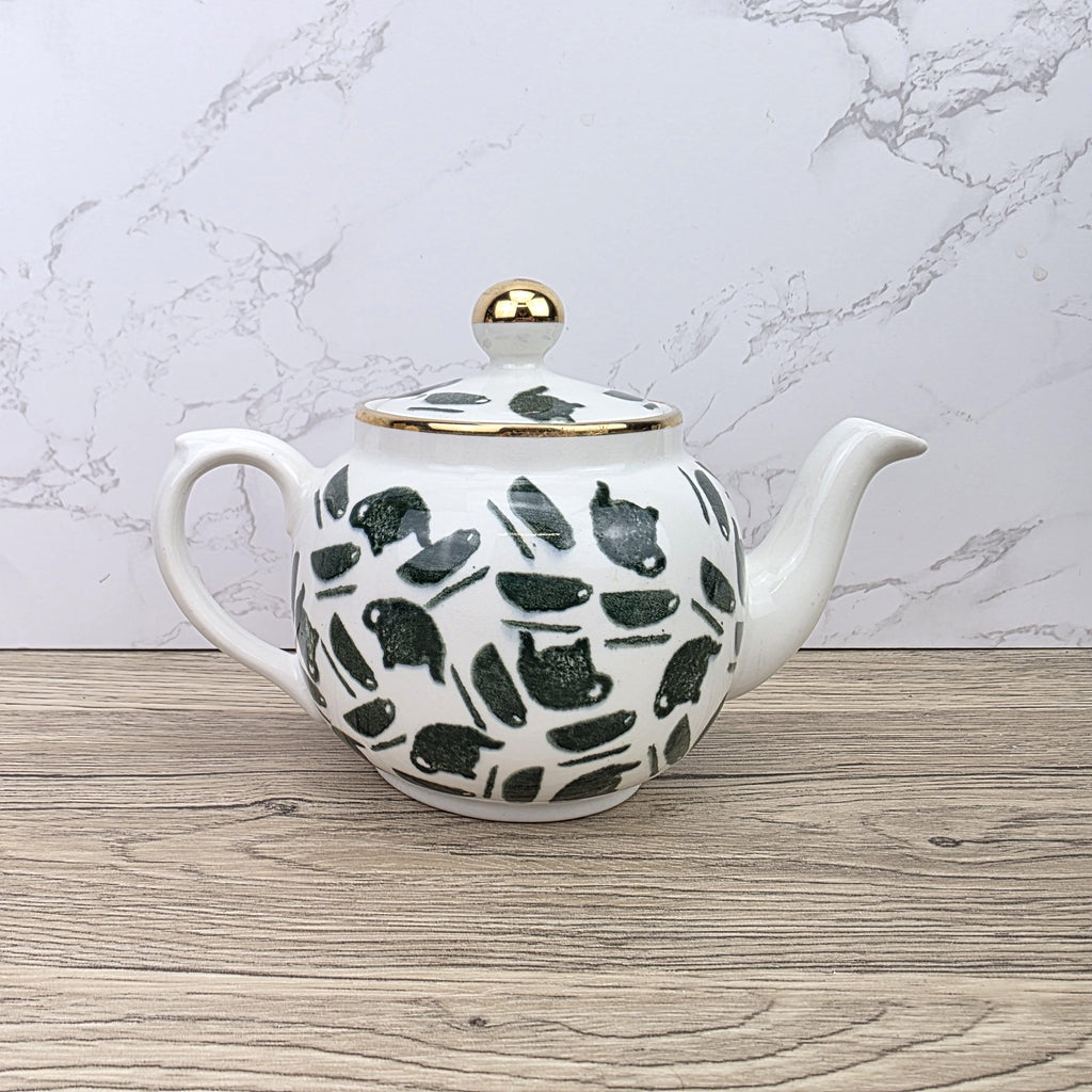 Ceramic Teapot Green Pattern by Price Kensington English Pottery Vintage Tableware Collectible Home Decor