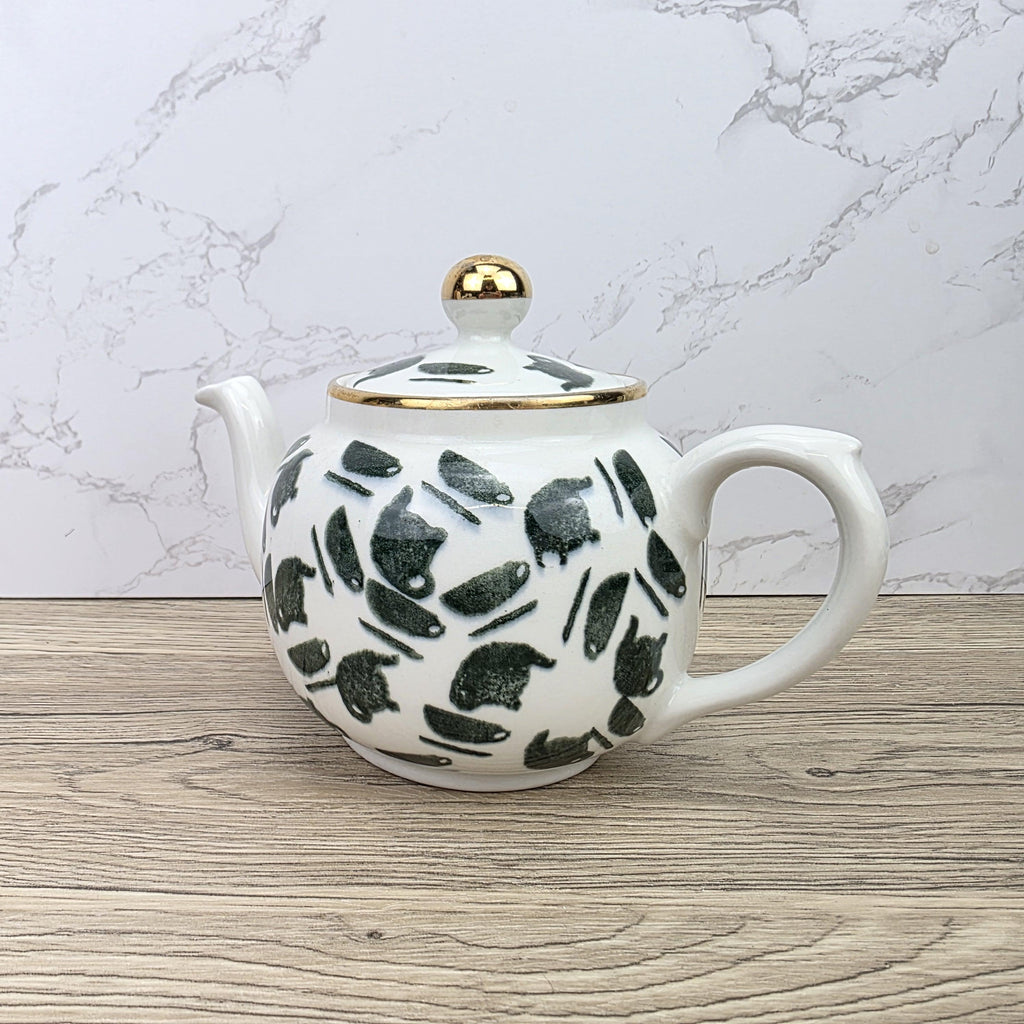 Ceramic Teapot Green Pattern by Price Kensington English Pottery Vintage Tableware Collectible Home Decor
