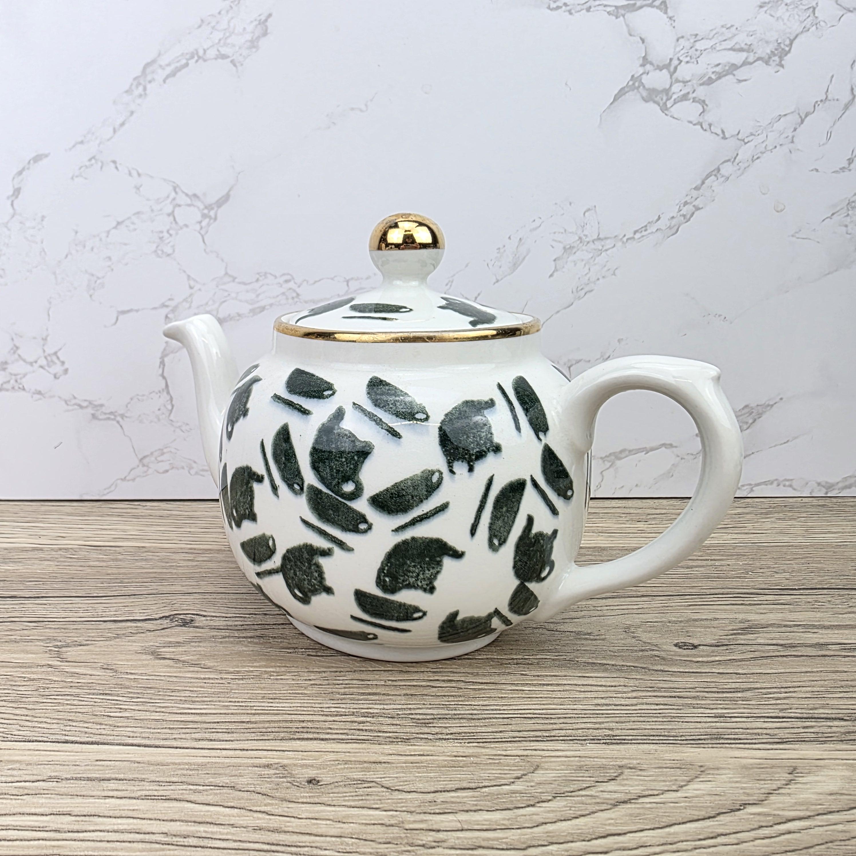 Ceramic Teapot Green Pattern by Price Kensington English Pottery Vintage Tableware Collectible Home Decor