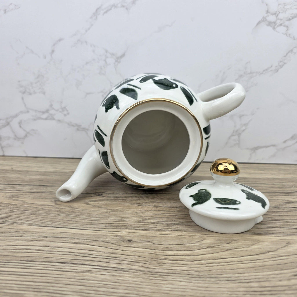 Ceramic Teapot Green Pattern by Price Kensington English Pottery Vintage Tableware Collectible Home Decor