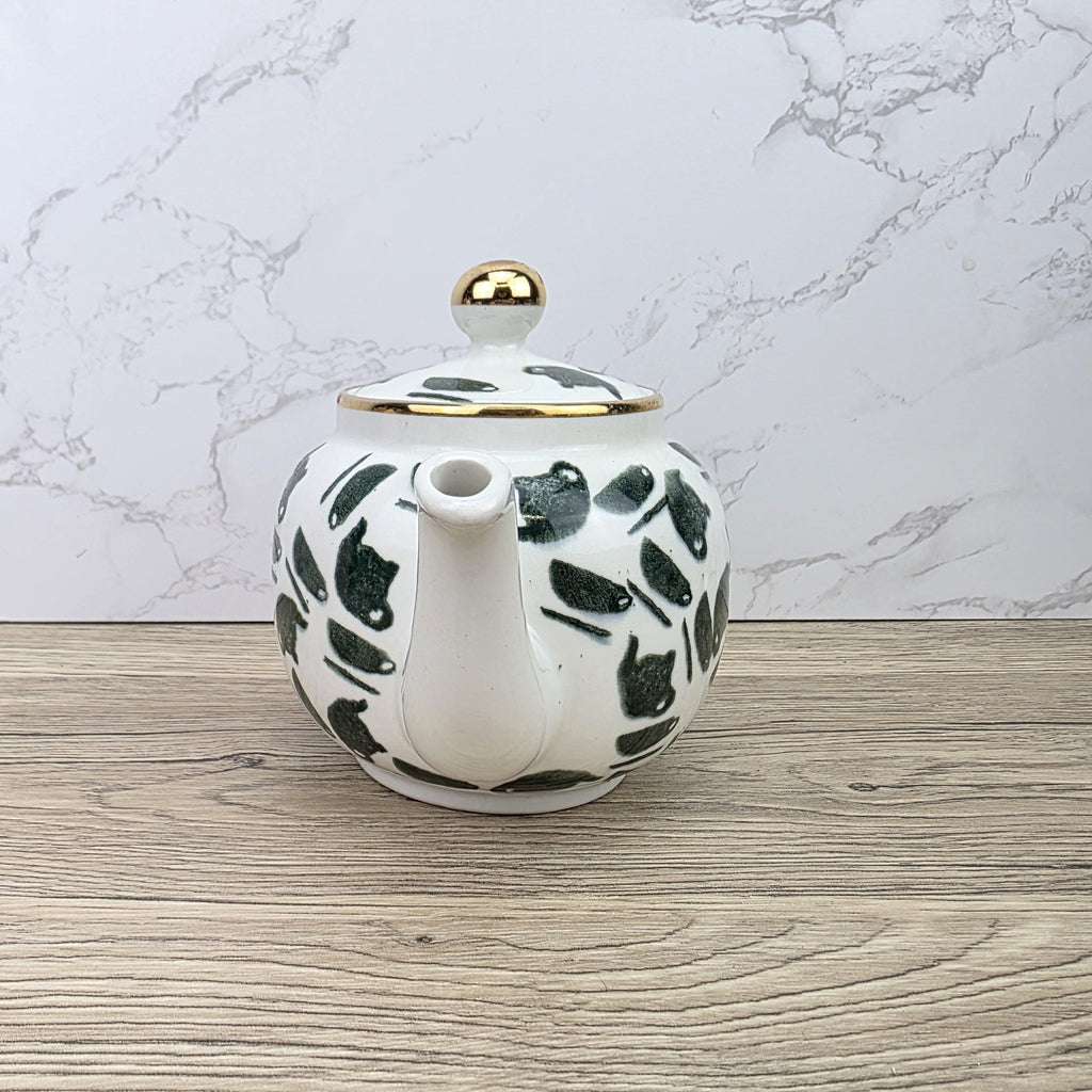 Ceramic Teapot Green Pattern by Price Kensington English Pottery Vintage Tableware Collectible Home Decor