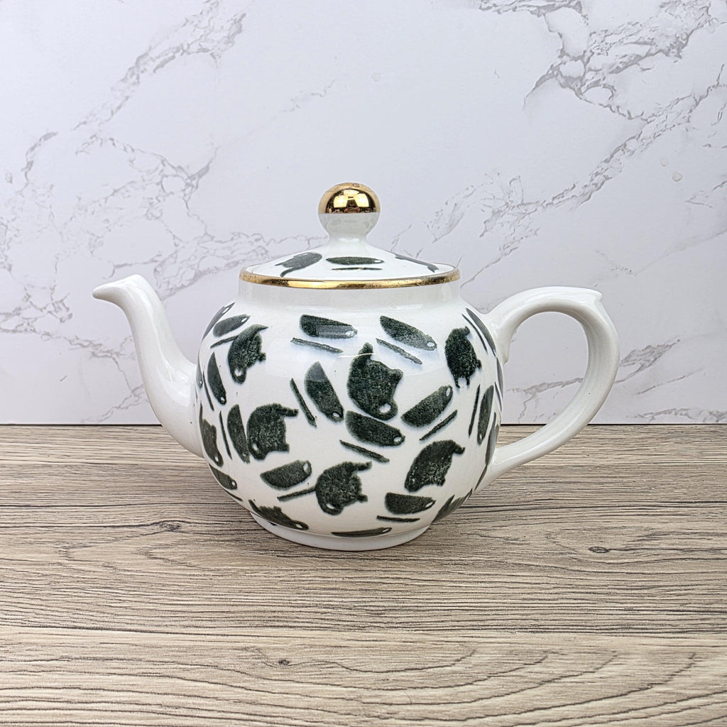 Ceramic Teapot Green Pattern by Price Kensington English Pottery Vintage Tableware Collectible Home Decor