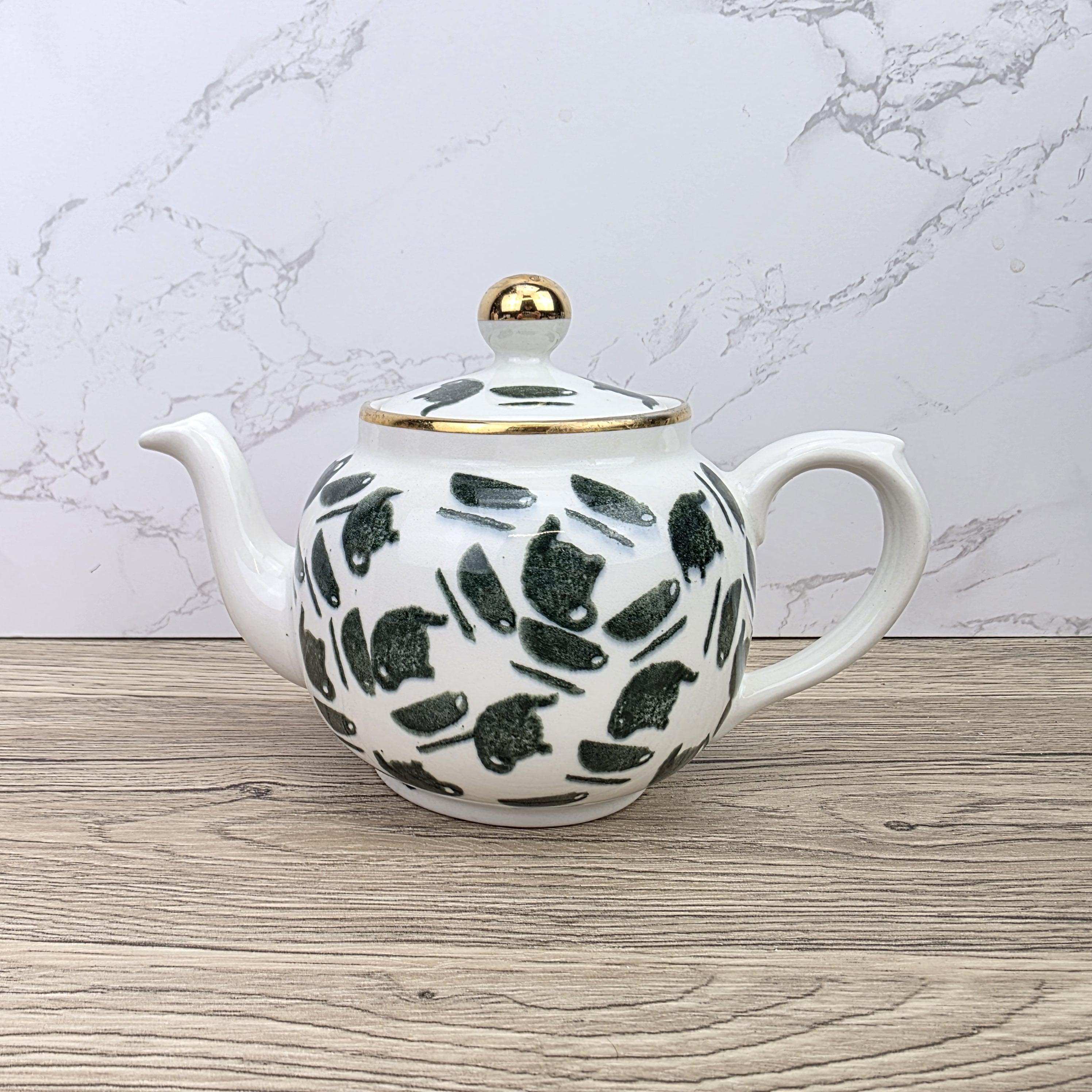 Ceramic Teapot Green Pattern by Price Kensington English Pottery Vintage Tableware Collectible Home Decor