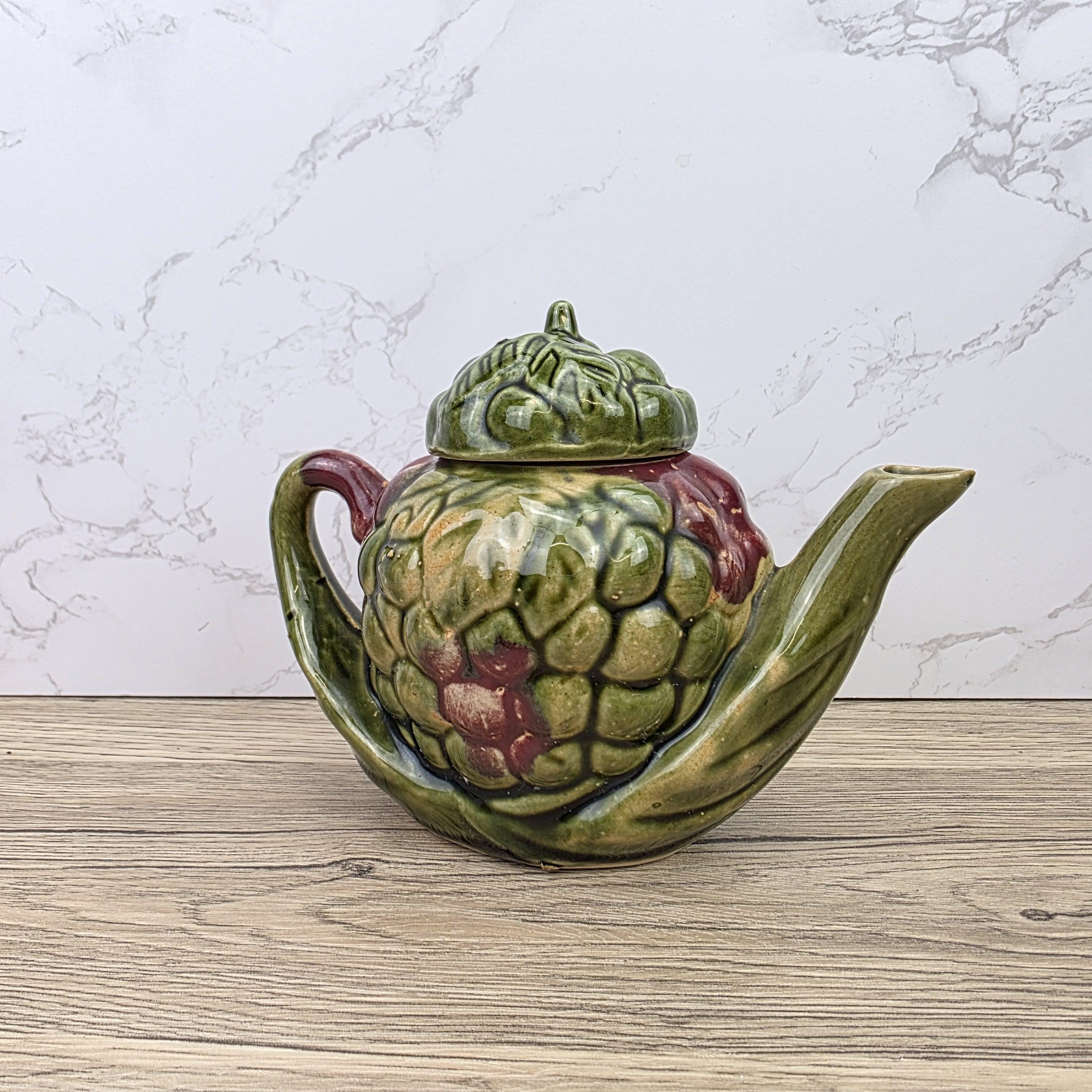 Ceramic Grape Teapot Vintage English Pottery Majolica Style Decorative Tableware Collectible Kitchen Display