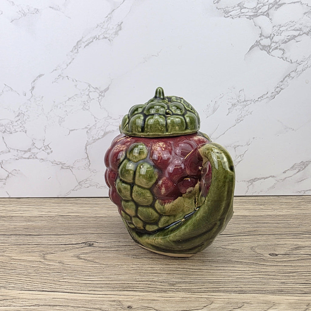 Ceramic Grape Teapot Vintage English Pottery Majolica Style Decorative Tableware Collectible Kitchen Display