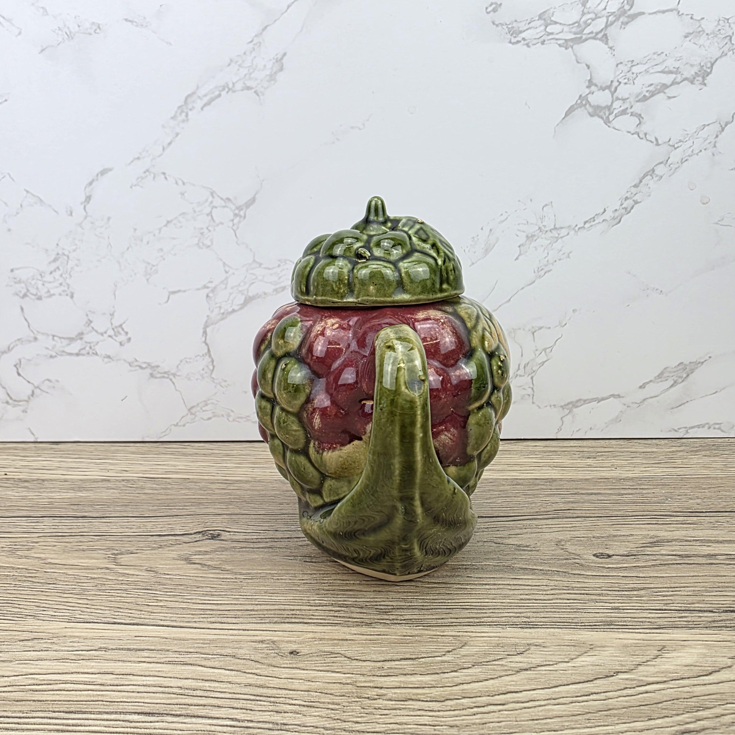Ceramic Grape Teapot Vintage English Pottery Majolica Style Decorative Tableware Collectible Kitchen Display