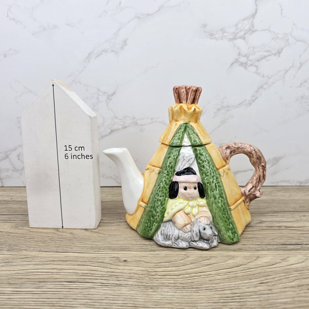 Figurative Tent Teapot Folk Art Ceramic Decorative Collectible Display Piece Vintage Style Ornamental