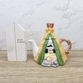 Figurative Tent Teapot Folk Art Ceramic Decorative Collectible Display Piece Vintage Style Ornamental