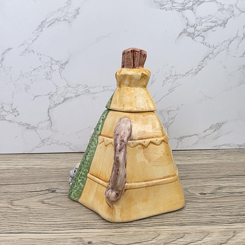 Figurative Tent Teapot Folk Art Ceramic Decorative Collectible Display Piece Vintage Style Ornamental