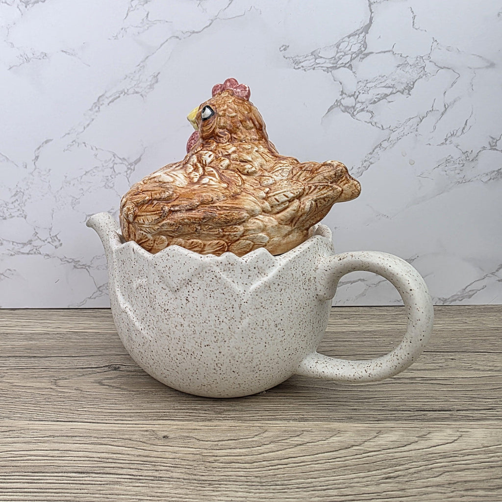 Ceramic Chicken Teapot Figurine Vintage Hen Novelty Tea Pot Country Kitchen Collectible Mid Century