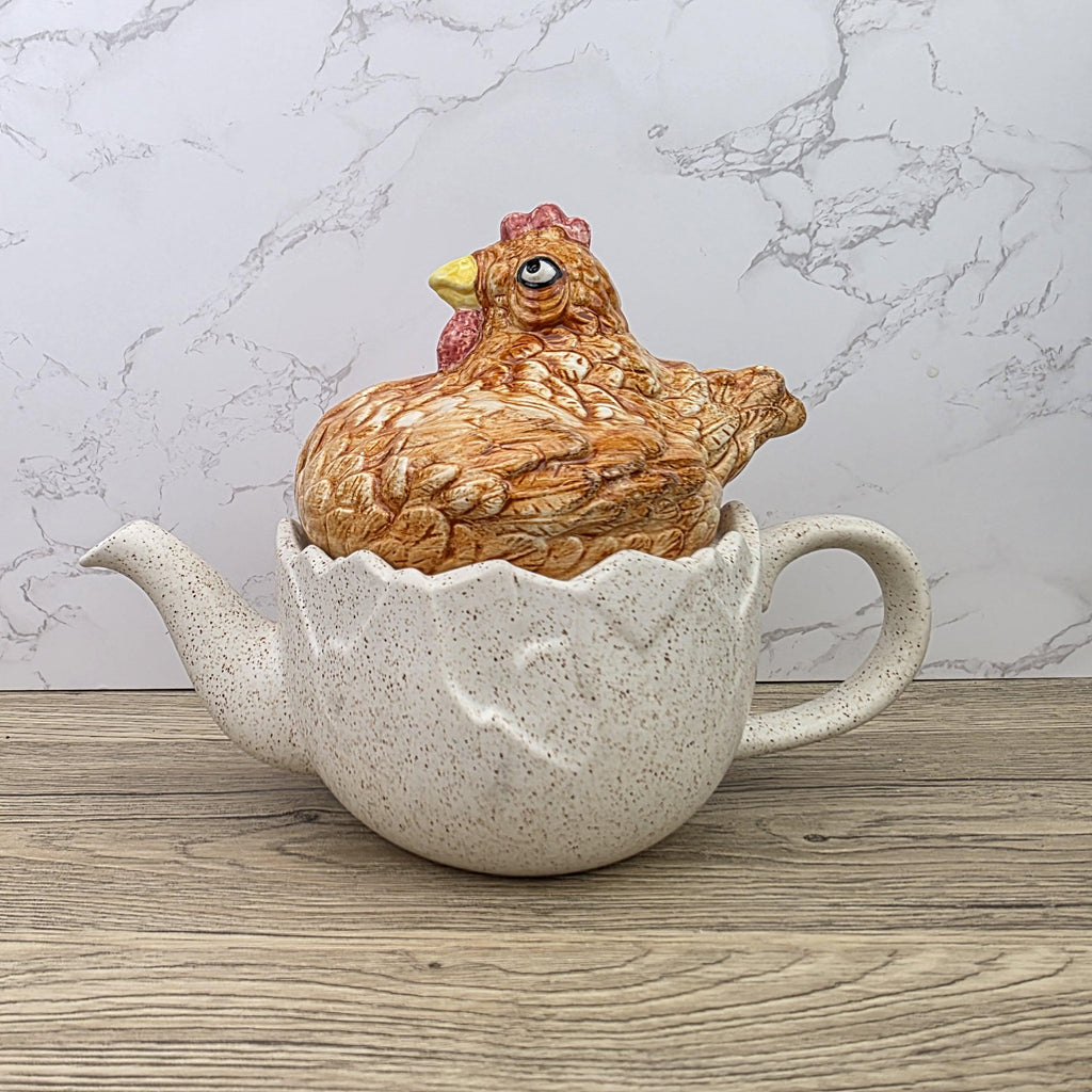 Ceramic Chicken Teapot Figurine Vintage Hen Novelty Tea Pot Country Kitchen Collectible Mid Century