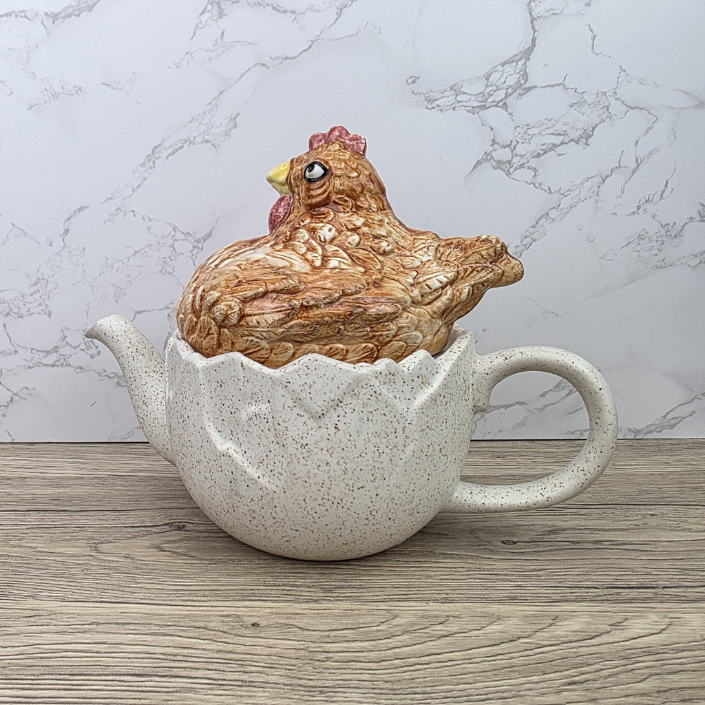 Ceramic Chicken Teapot Figurine Vintage Hen Novelty Tea Pot Country Kitchen Collectible Mid Century