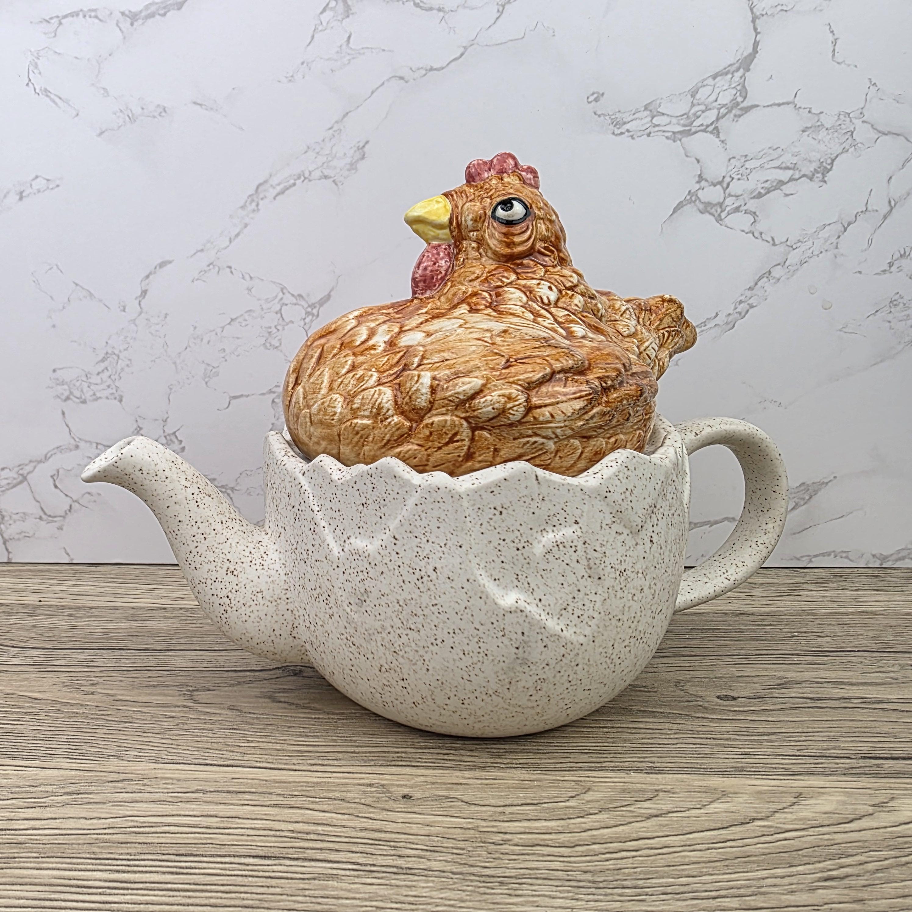 Ceramic Chicken Teapot Figurine Vintage Hen Novelty Tea Pot Country Kitchen Collectible Mid Century
