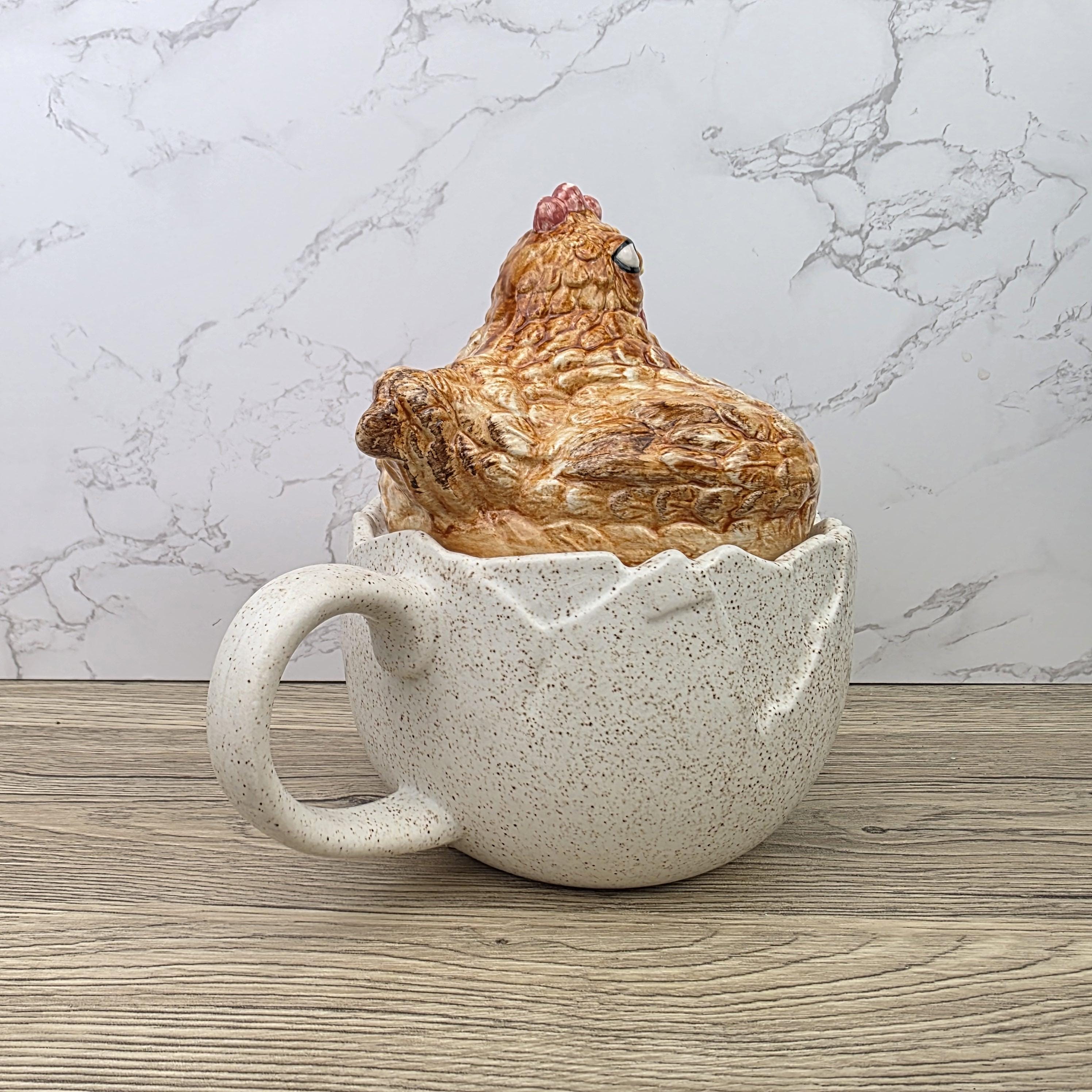 Ceramic Chicken Teapot Figurine Vintage Hen Novelty Tea Pot Country Kitchen Collectible Mid Century