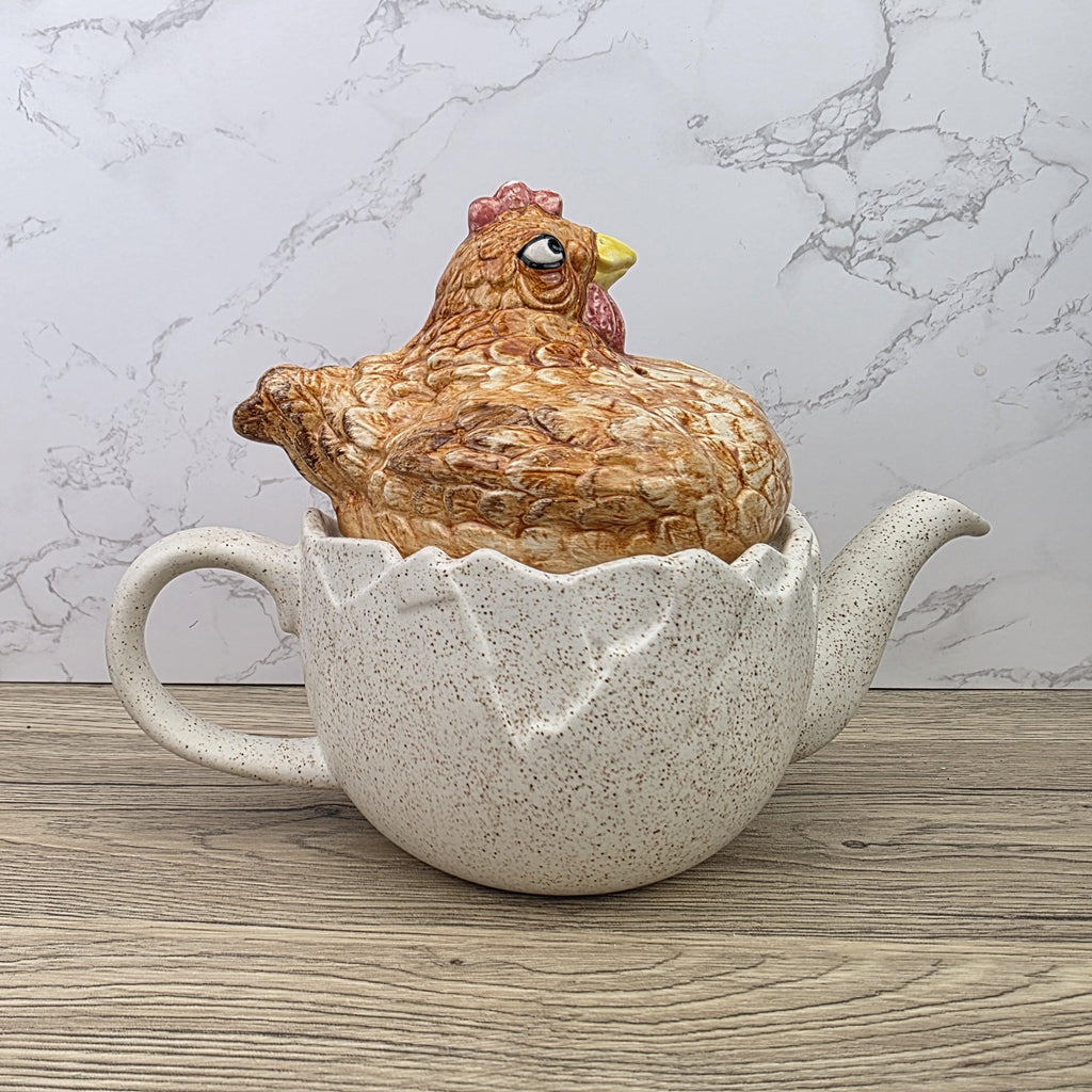 Ceramic Chicken Teapot Figurine Vintage Hen Novelty Tea Pot Country Kitchen Collectible Mid Century