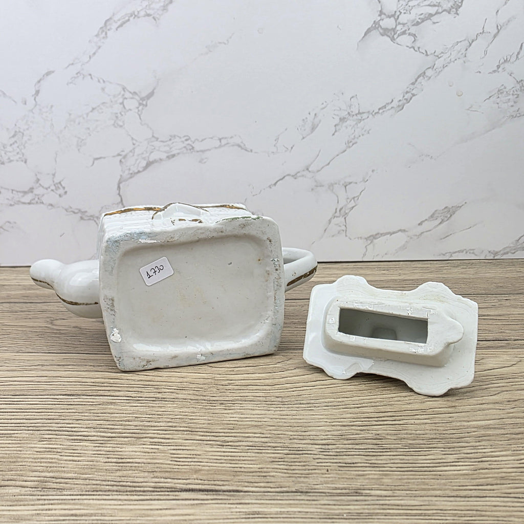 Ceramic Cottage House Teapot Vintage White House Novelty Tea Pot Country Kitchen Collectible