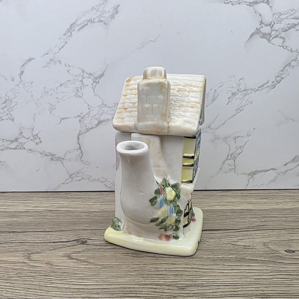 Antique Ye Olde Curio House Teapot Hand Painted Ceramic Folk Art English Collectible Tableware