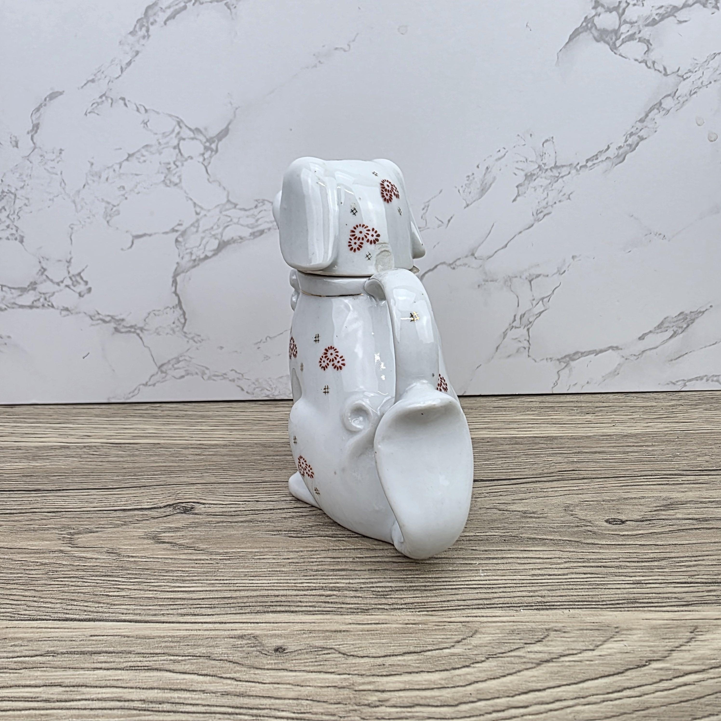 Ceramic Dog Teapot White Animal Teapot Vintage Kitchen Decor Collectible Novelty Teaware Display Piece