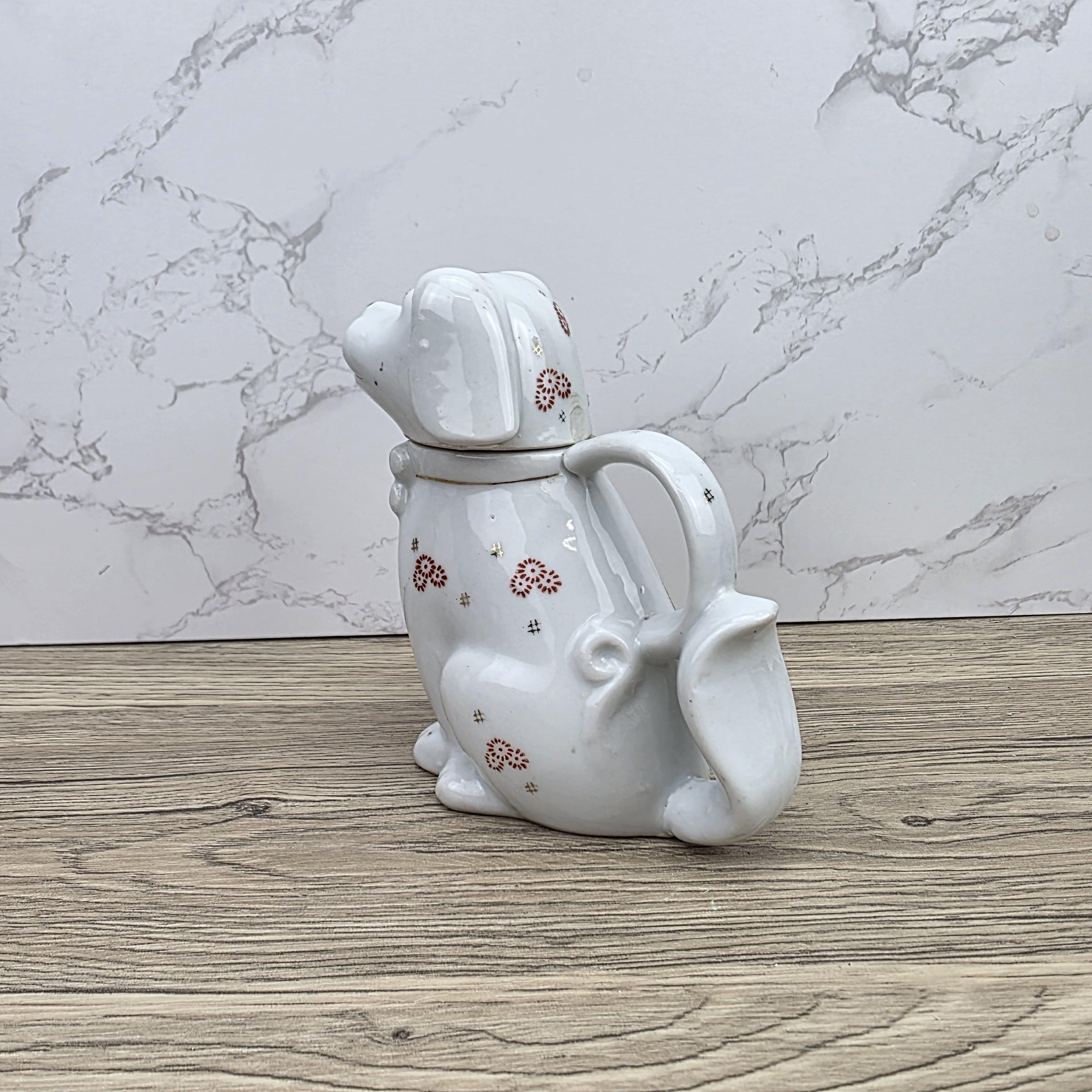 Ceramic Dog Teapot White Animal Teapot Vintage Kitchen Decor Collectible Novelty Teaware Display Piece