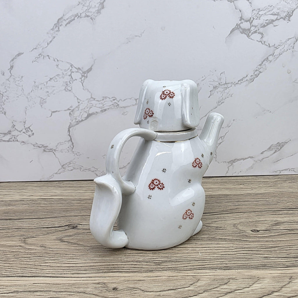 Ceramic Dog Teapot White Animal Teapot Vintage Kitchen Decor Collectible Novelty Teaware Display Piece