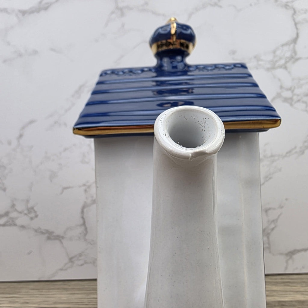House Shaped Teapot Price Kensington Made in England | Cottage Design | Blue Ceramic Tea Pot