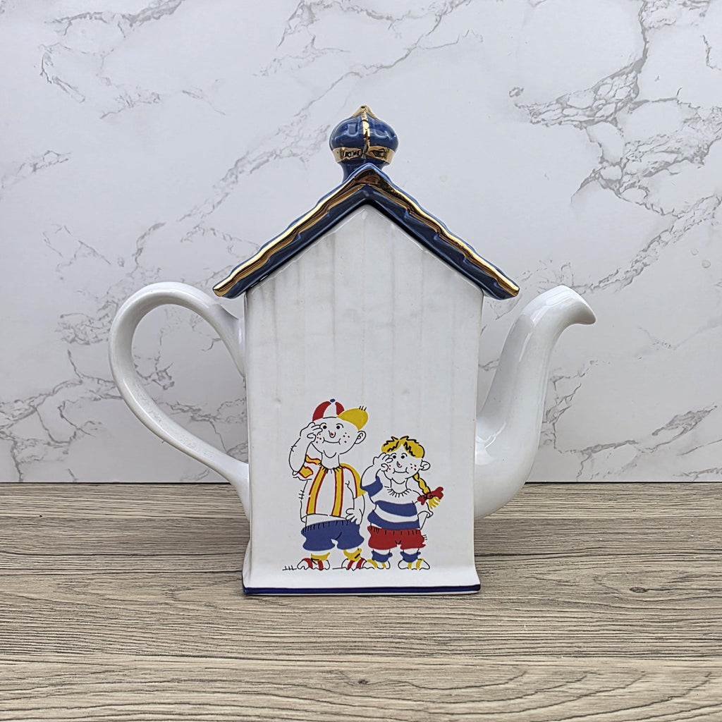 House Shaped Teapot Price Kensington Made in England | Cottage Design | Blue Ceramic Tea Pot