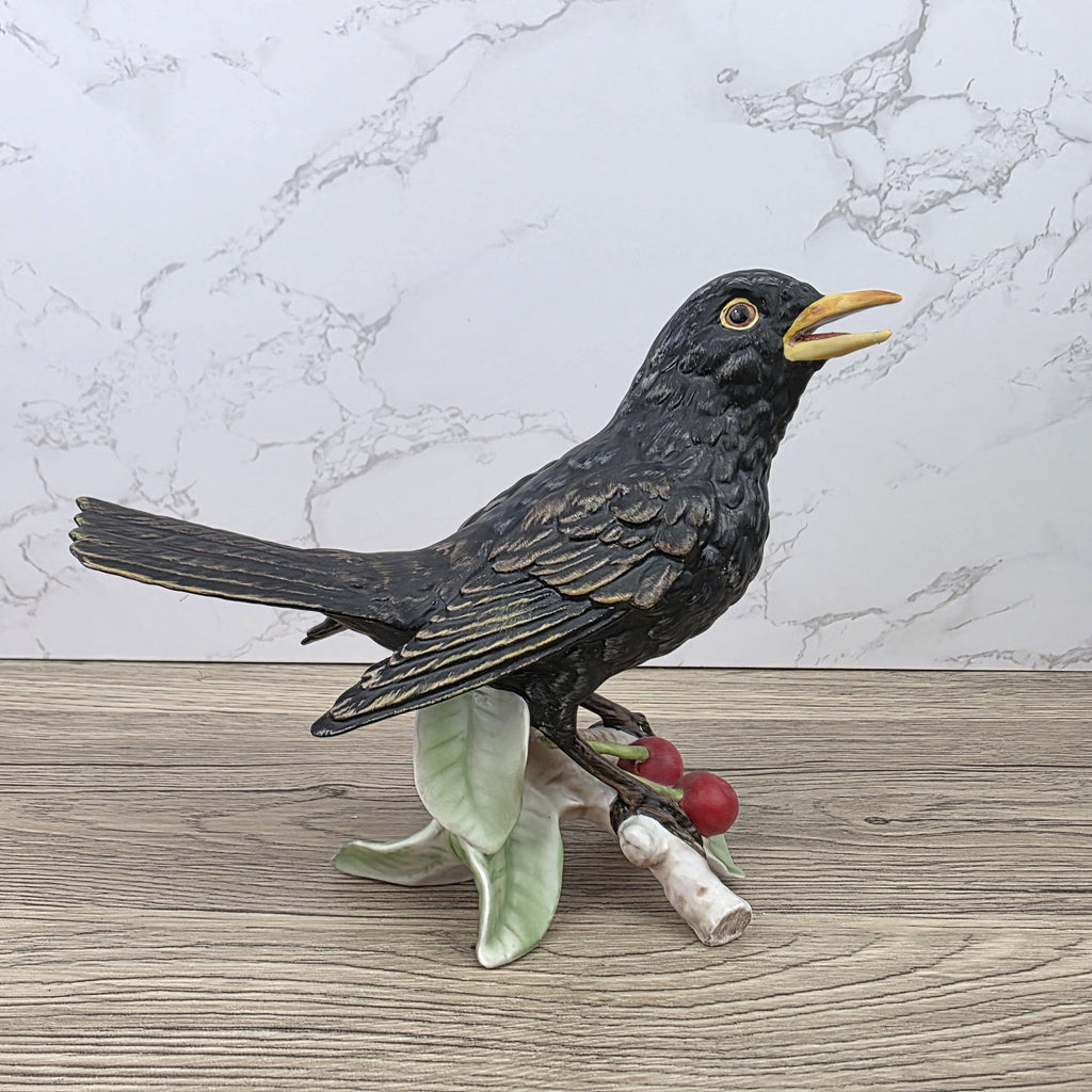Hummel Goebel Blackbird Figurine Vintage West Germany Porcelain Songbird Collectible Sculpture