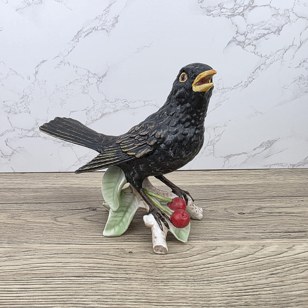 Hummel Goebel Blackbird Figurine Vintage West Germany Porcelain Songbird Collectible Sculpture