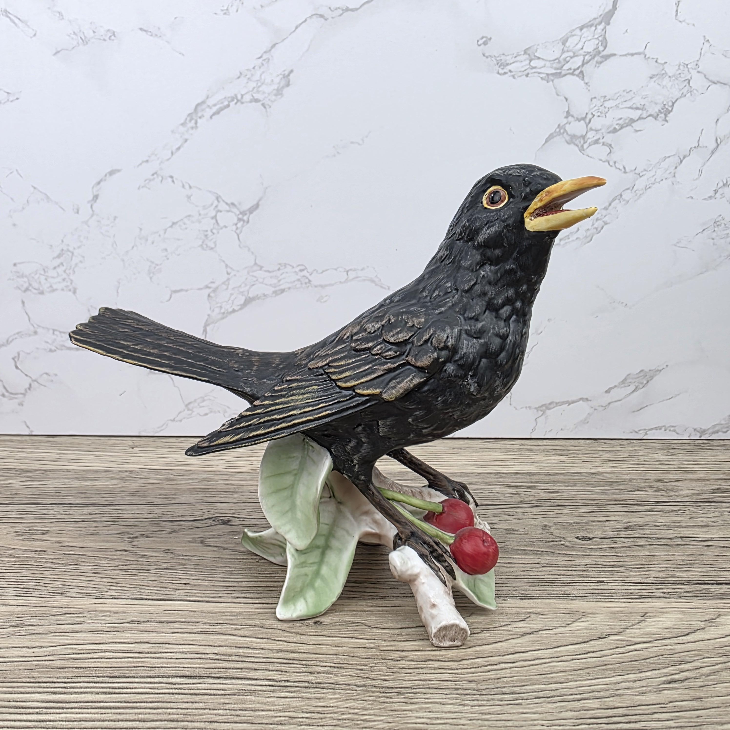 Hummel Goebel Blackbird Figurine Vintage West Germany Porcelain Songbird Collectible Sculpture