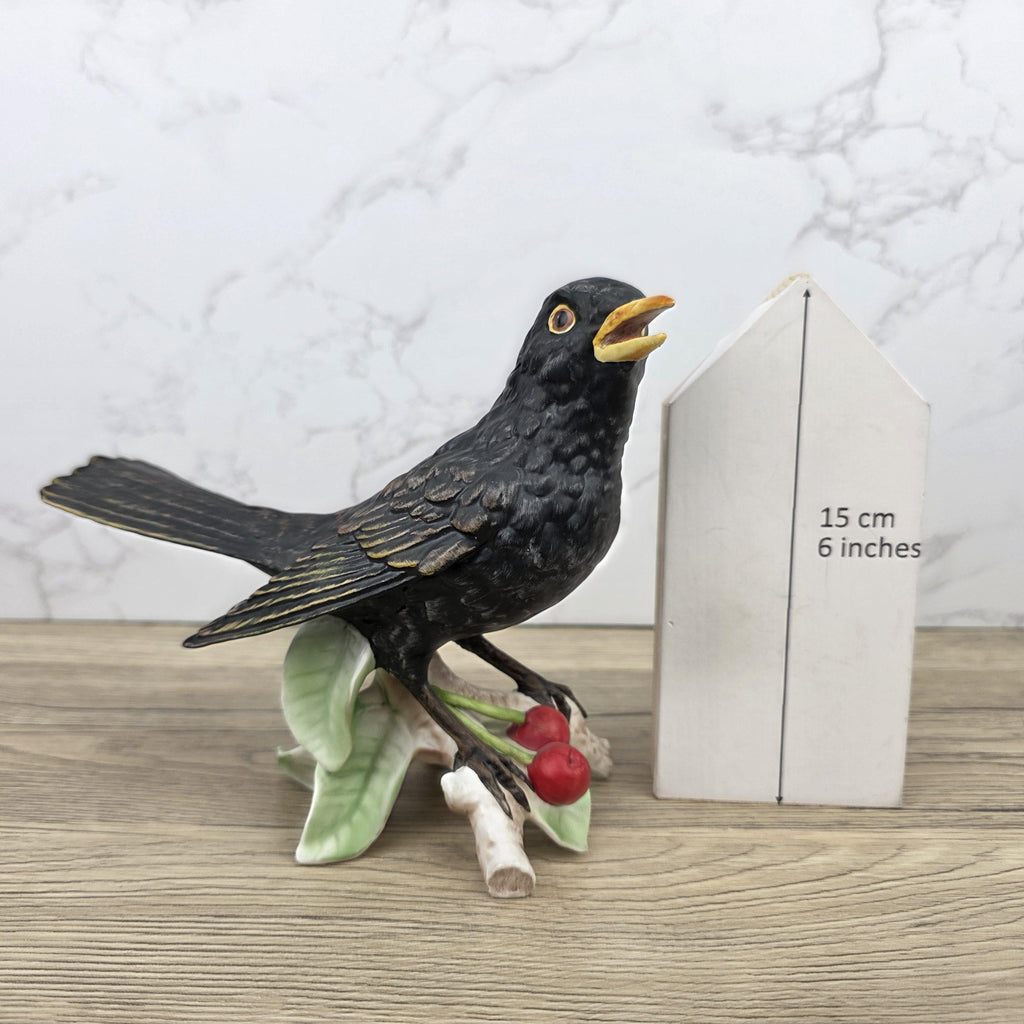 Hummel Goebel Blackbird Figurine Vintage West Germany Porcelain Songbird Collectible Sculpture