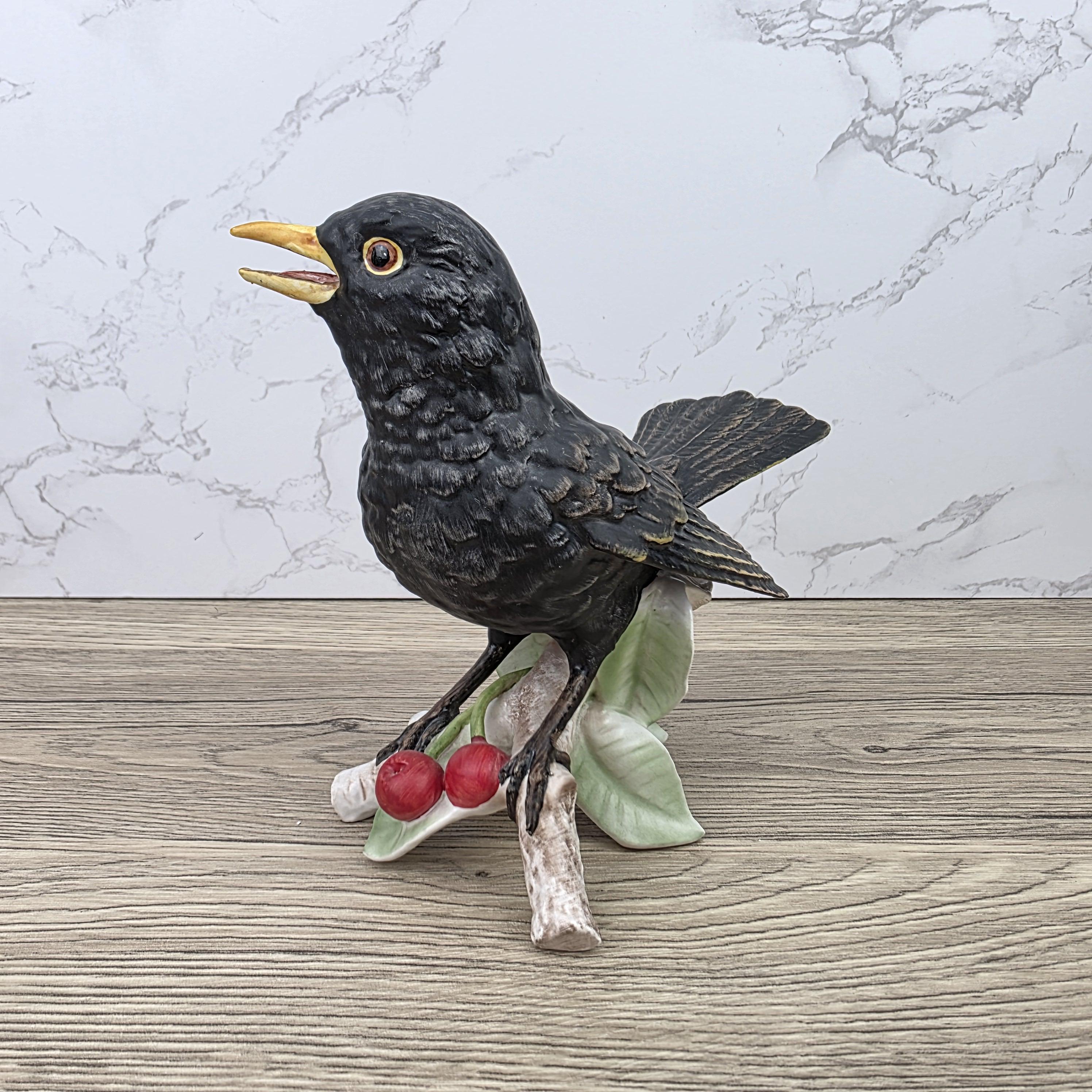 Hummel Goebel Blackbird Figurine Vintage West Germany Porcelain Songbird Collectible Sculpture