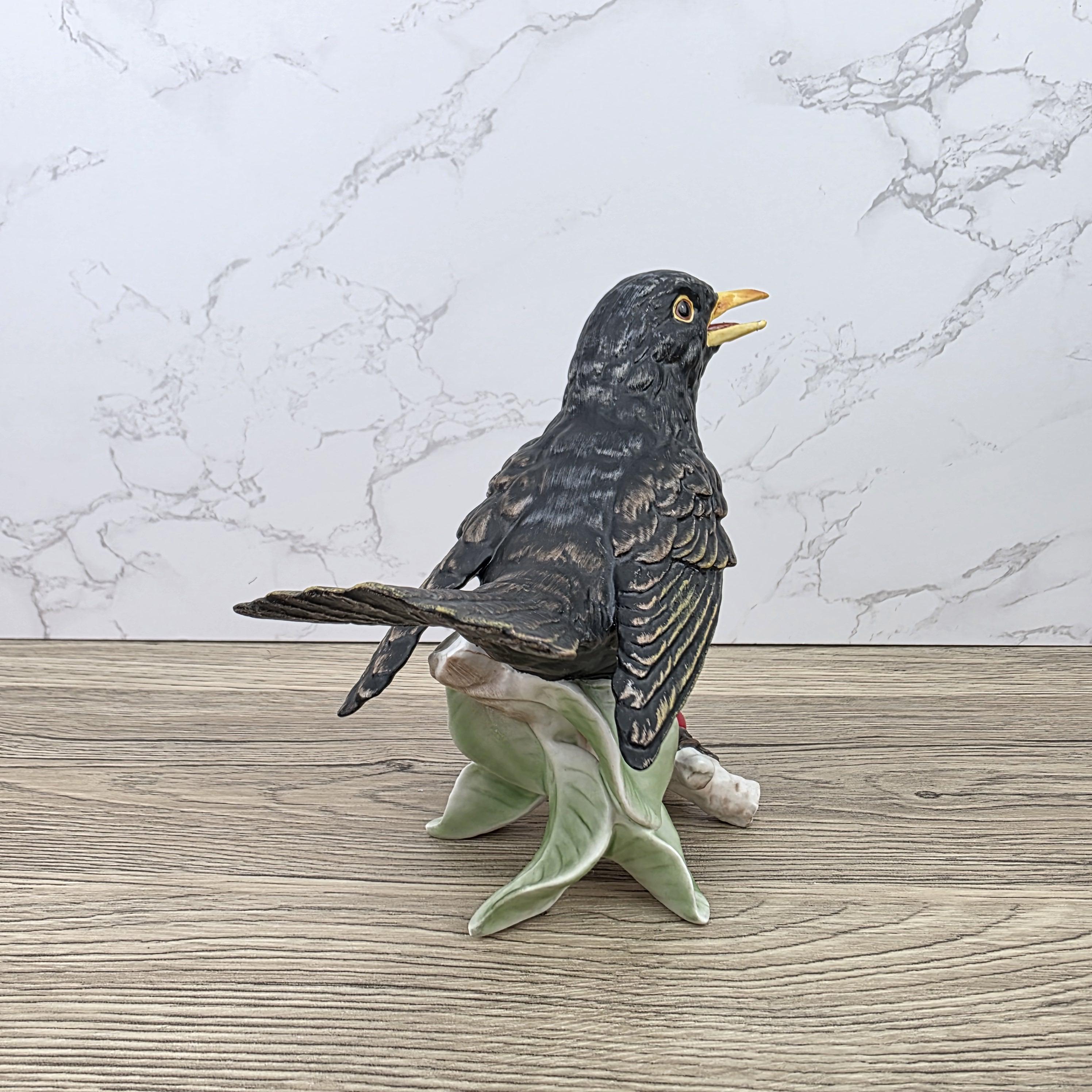 Hummel Goebel Blackbird Figurine Vintage West Germany Porcelain Songbird Collectible Sculpture