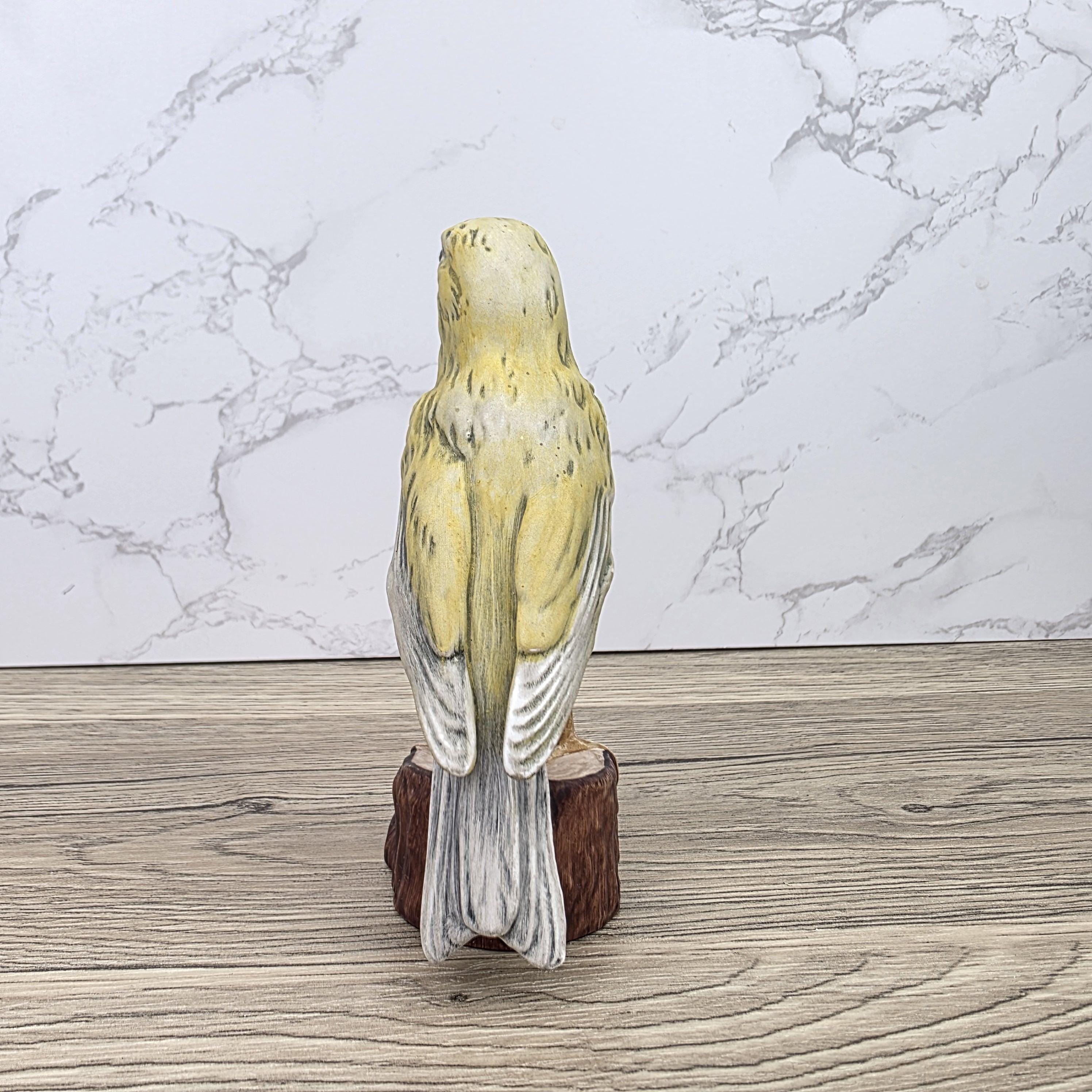 Vintage Goebel Canary Bird Figurine 1973 W Germany | Hummel Porcelain Bird on Wooden Stump Base