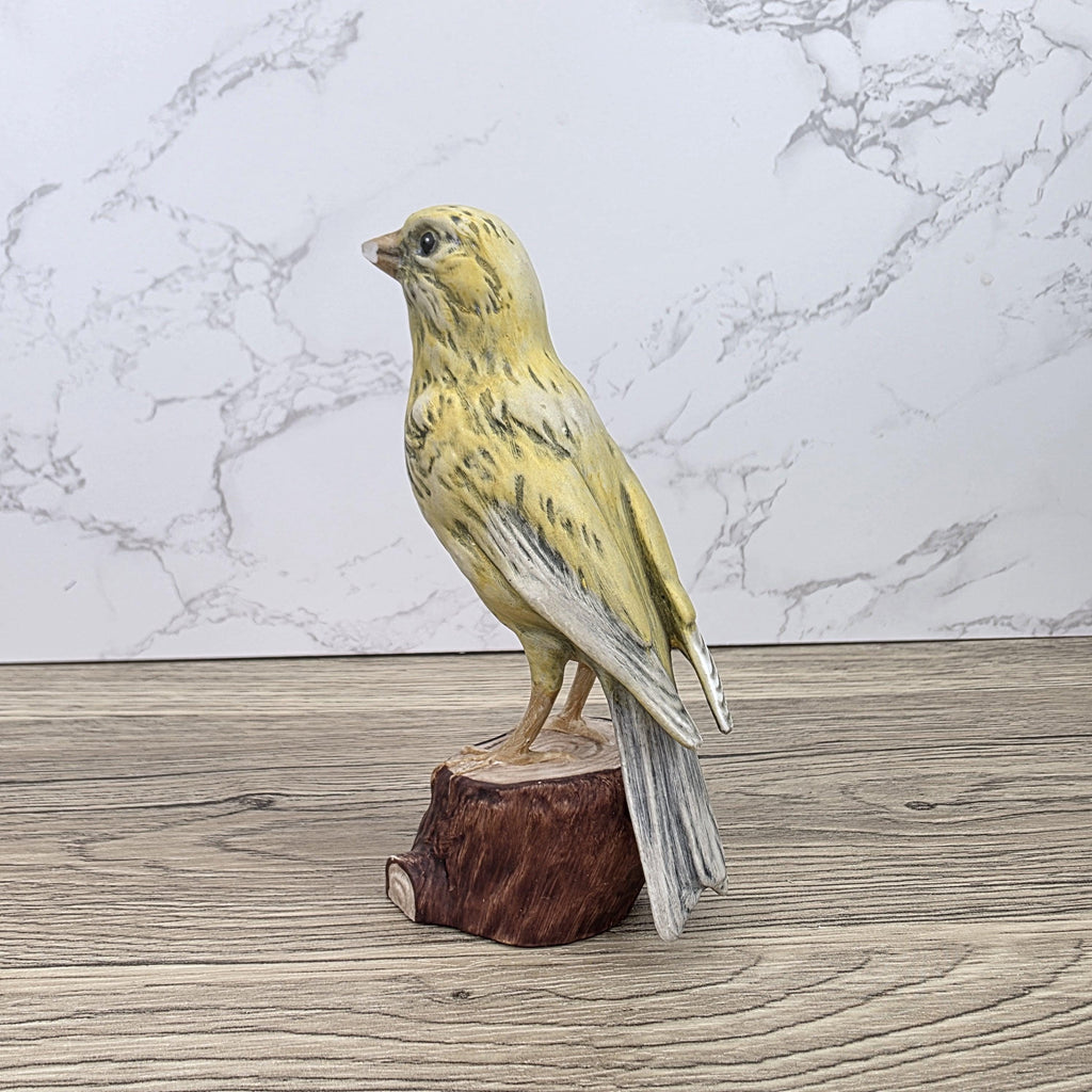 Vintage Goebel Canary Bird Figurine 1973 W Germany | Hummel Porcelain Bird on Wooden Stump Base