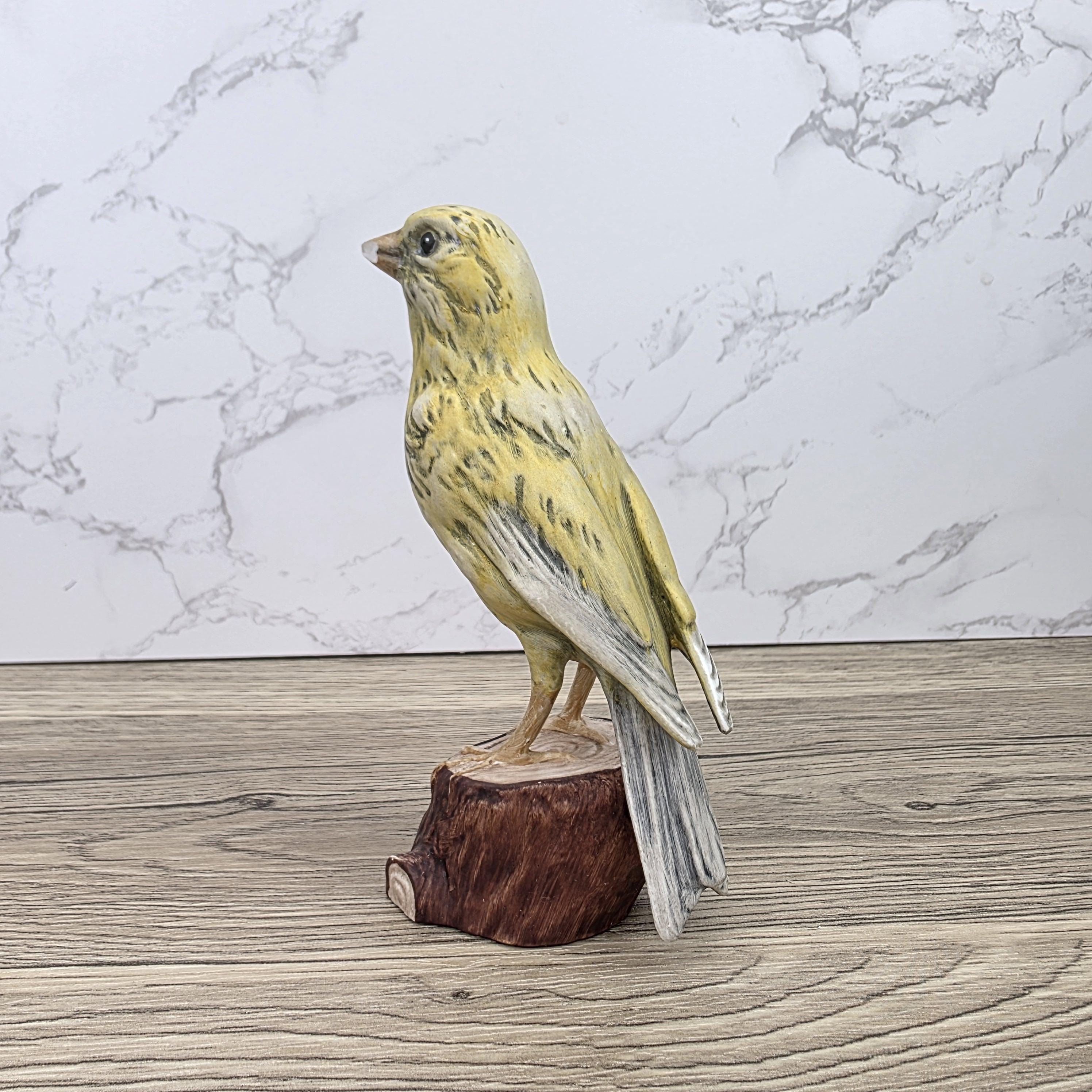 Vintage Goebel Canary Bird Figurine 1973 W Germany | Hummel Porcelain Bird on Wooden Stump Base
